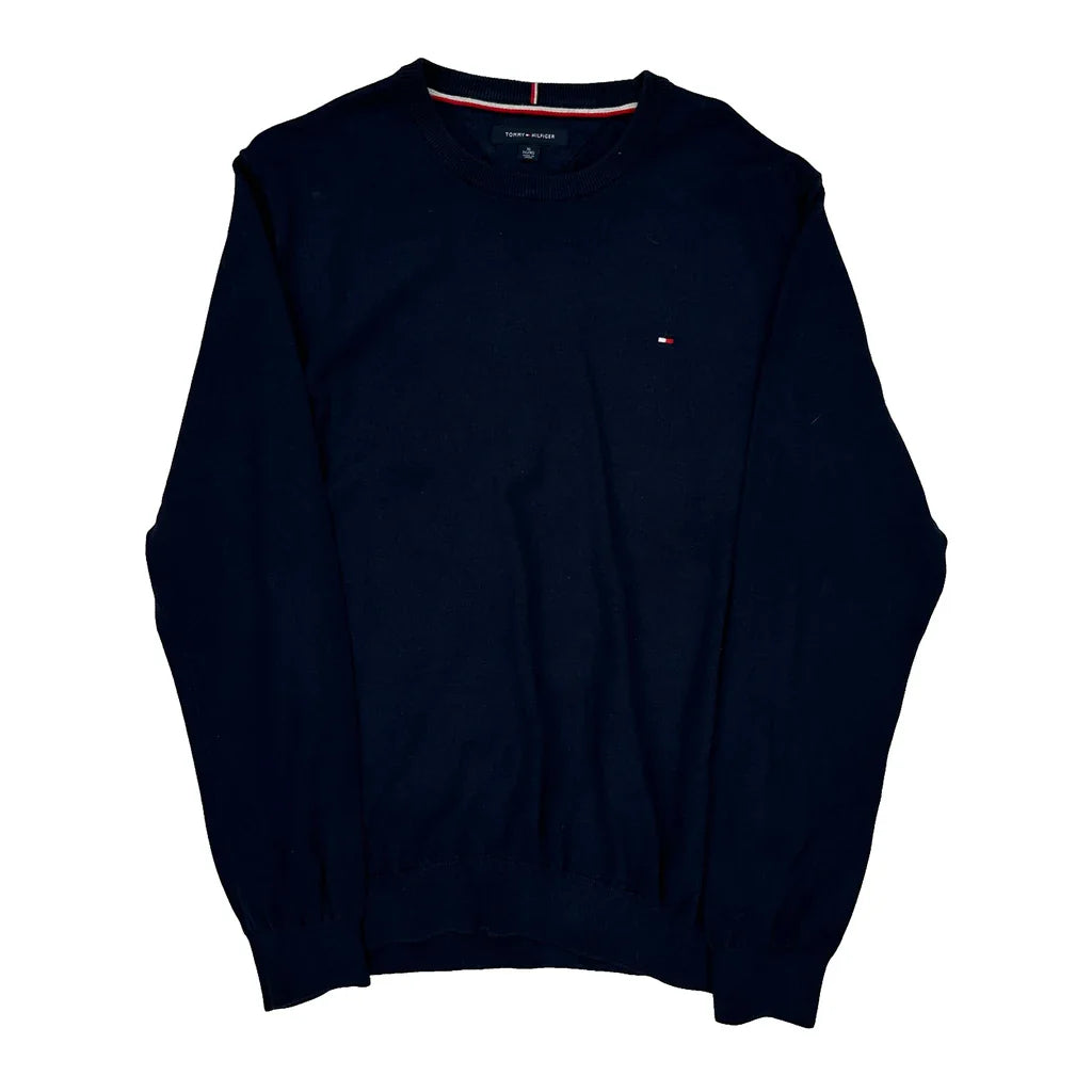 Tommy Hilfiger Jumper - XL Navy Cotton Refurbished - Thrifted (note: this is a term often used to describe second- refurbished available on Cerqular