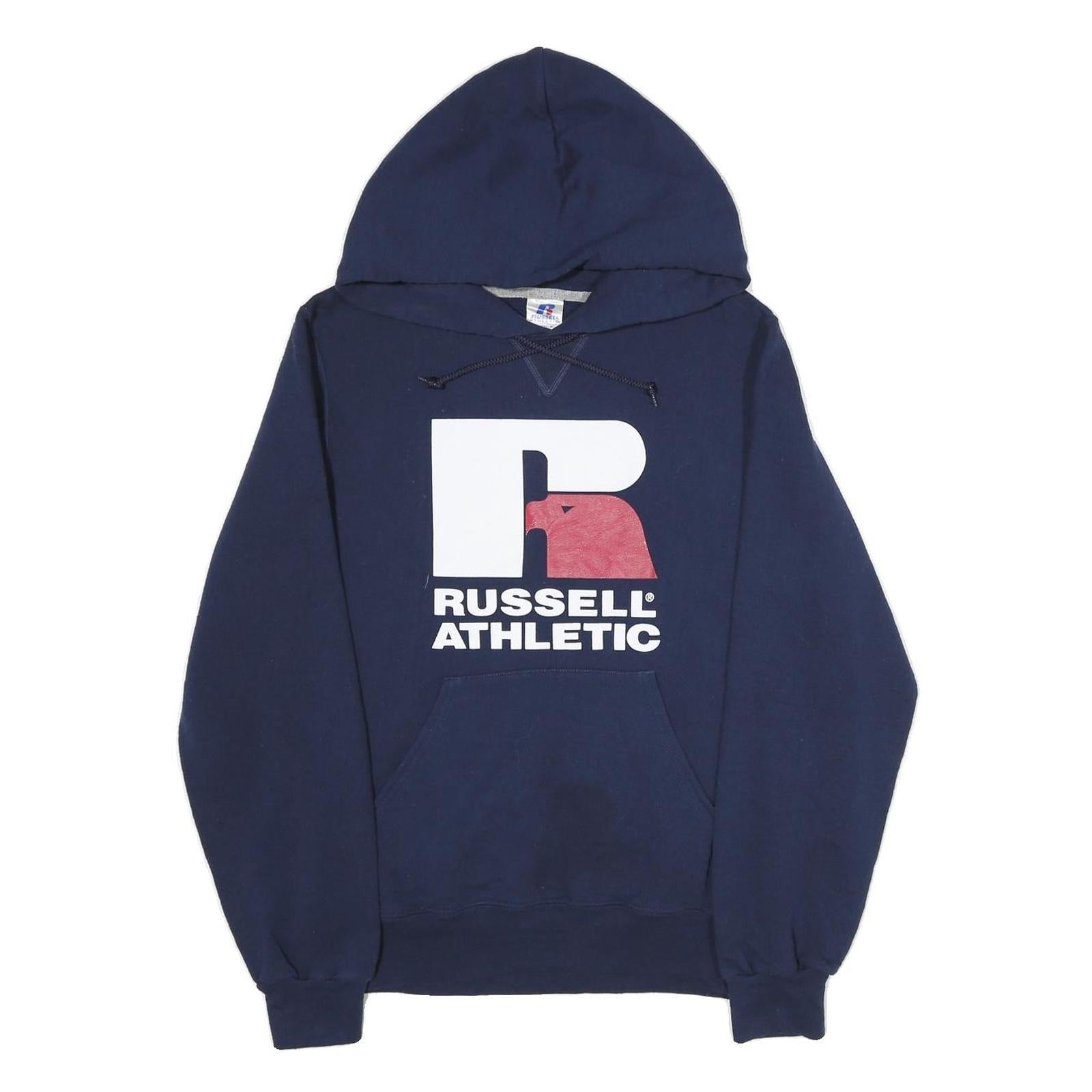 RUSSELL ATHLETIC Mens Navy Blue Pullover Hoodie S Cotton Logo Graphic Refurbished - N/A refurbished available on Cerqular