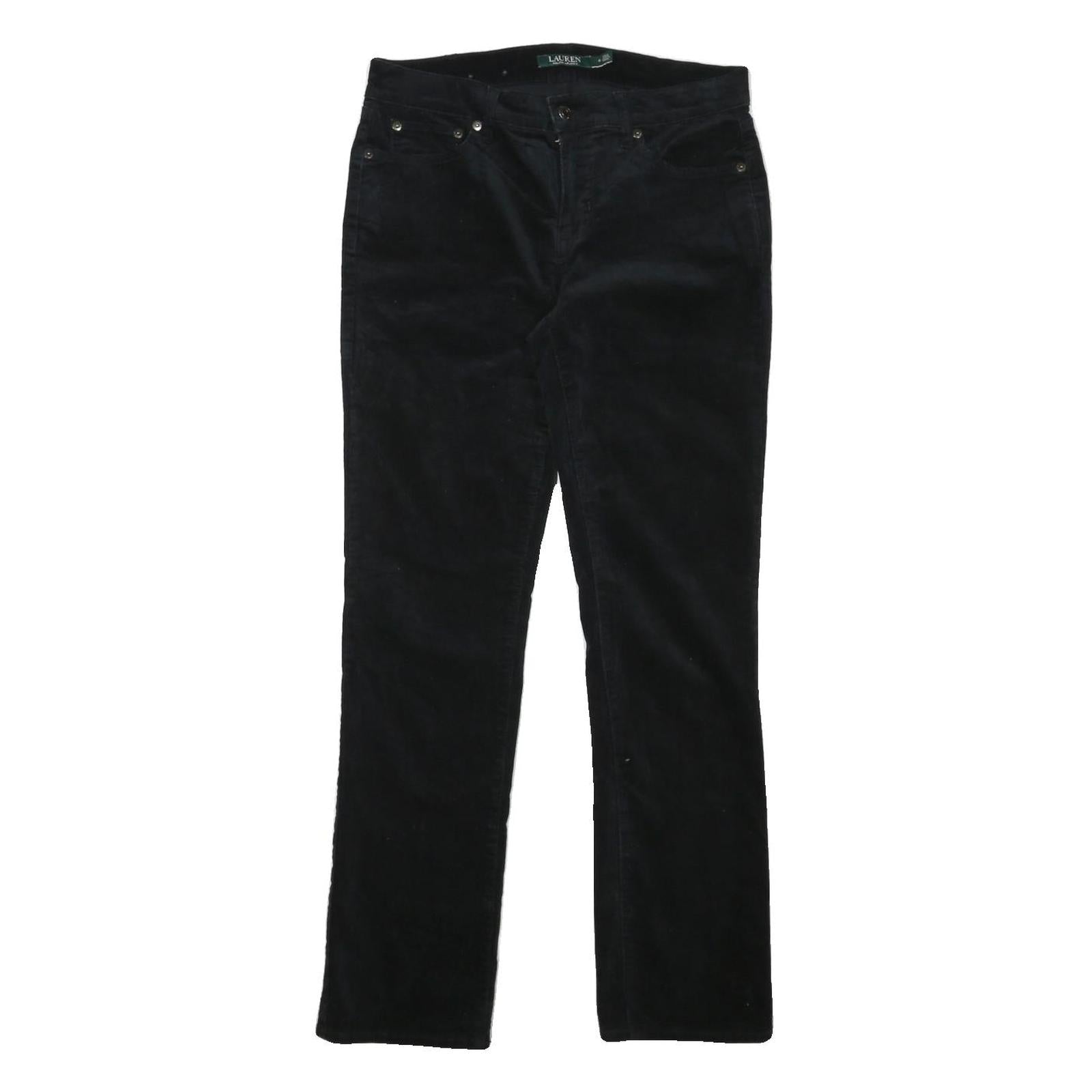 LAUREN RALPH LAUREN Womens Cotton Blend Black Regular Straight Trousers W32 L30 Refurbished - N/A refurbished available on Cerqular