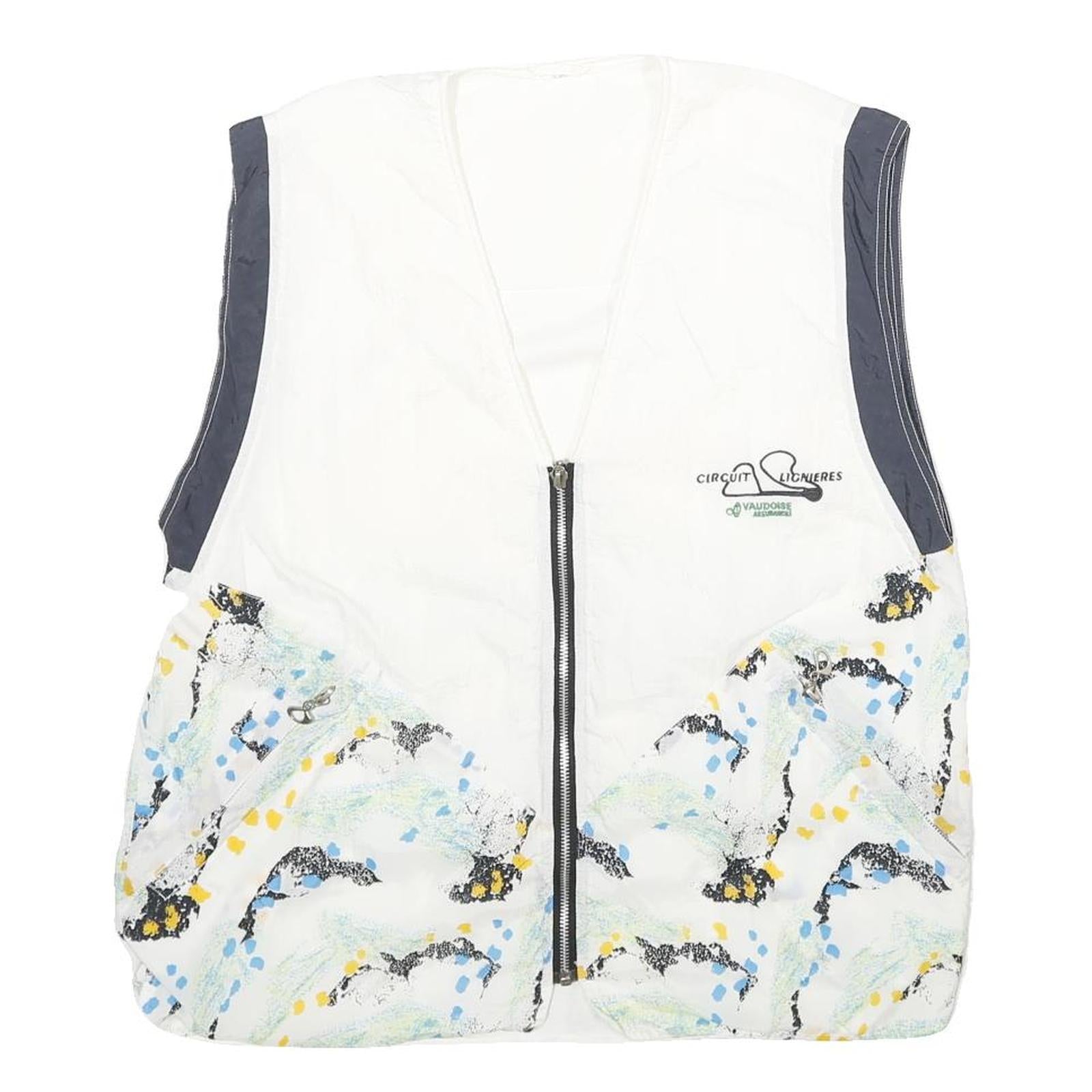 Womens White & Navy Printed Zip Jacket M Polyamide Casual Patterned Lightweight Refurbished - N/A refurbished available on Cerqular