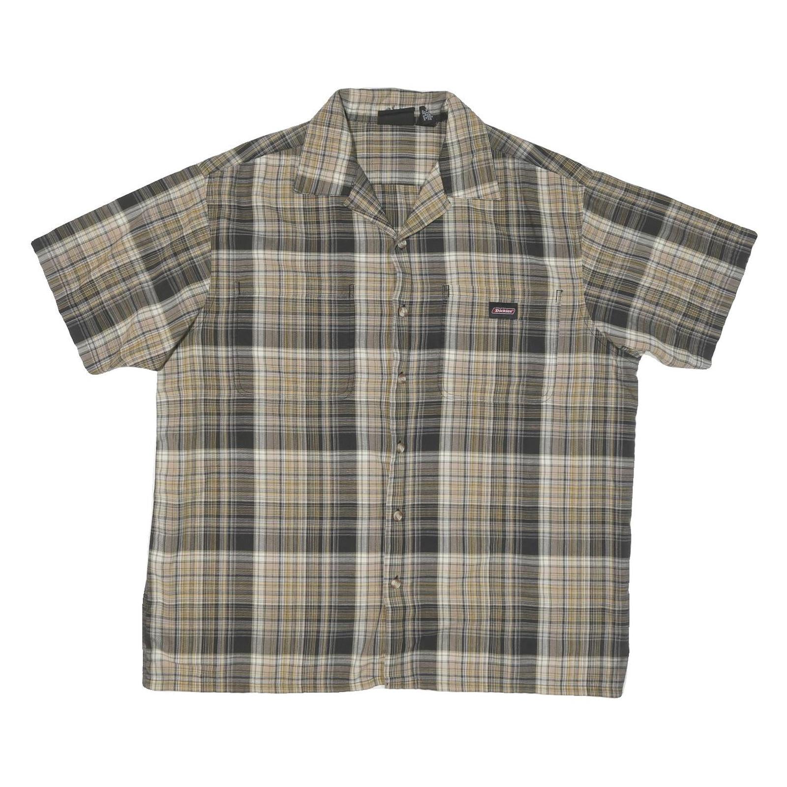 DICKIES Mens Beige & Grey Check Shirt XL Cotton Blend Casual Workwear Refurbished - N/A refurbished available on Cerqular