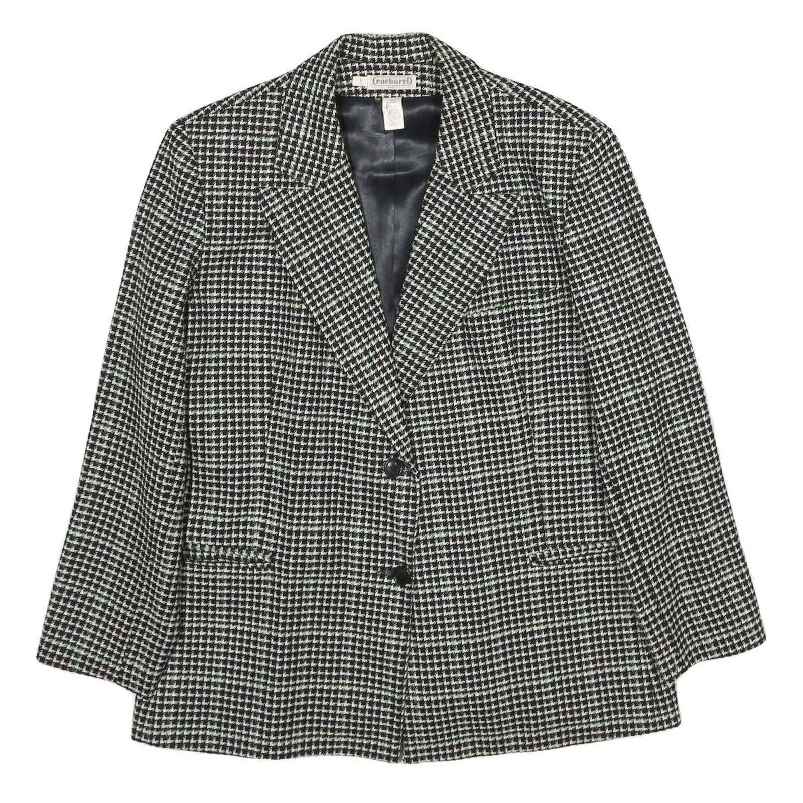 CACHAREL Womens Black & White Houndstooth Wool Button Jacket UK 12 Classic Refurbished - N/A refurbished available on Cerqular