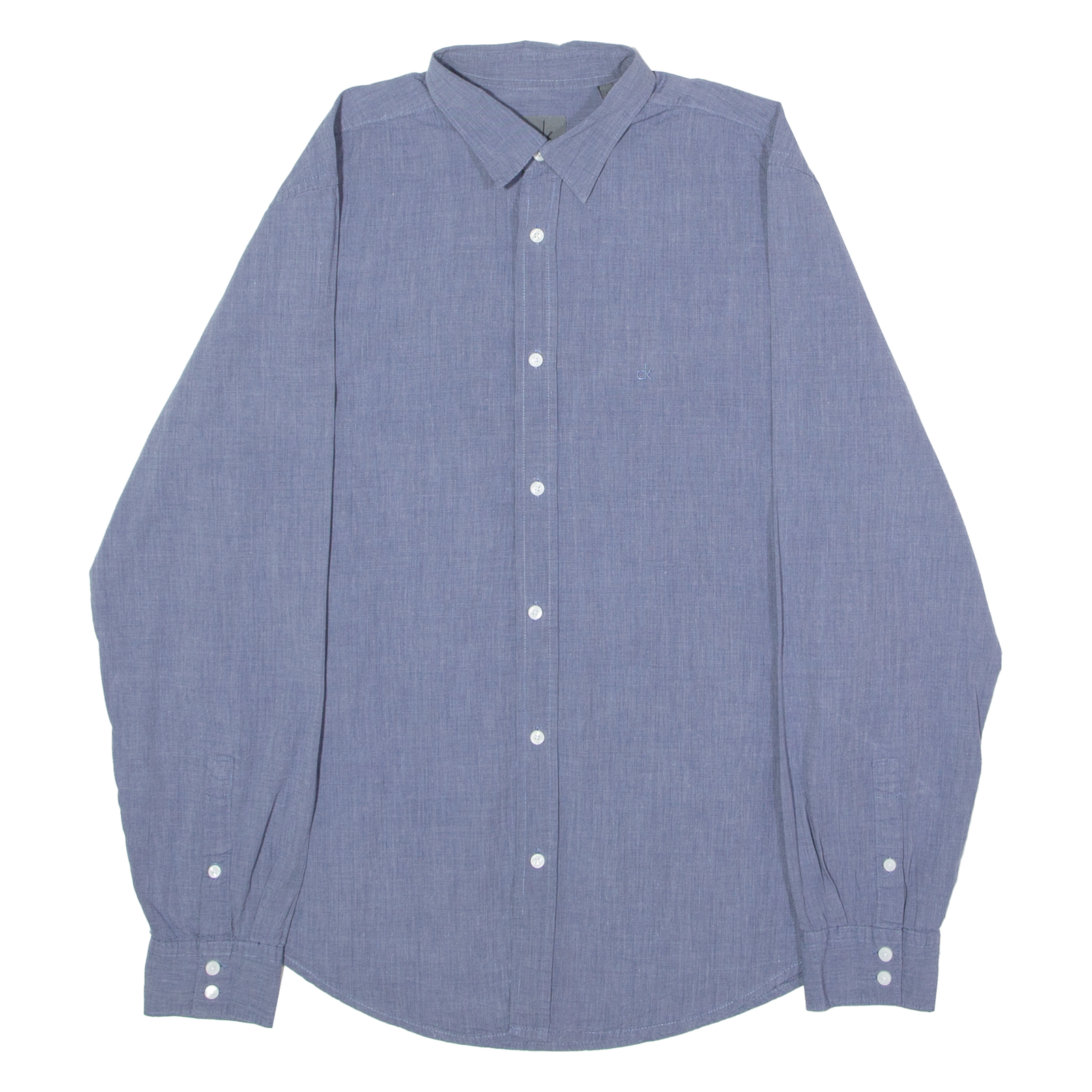 CALVIN KLEIN Mens Plain Shirt Blue Long Sleeve L Refurbished - N/A refurbished available on Cerqular