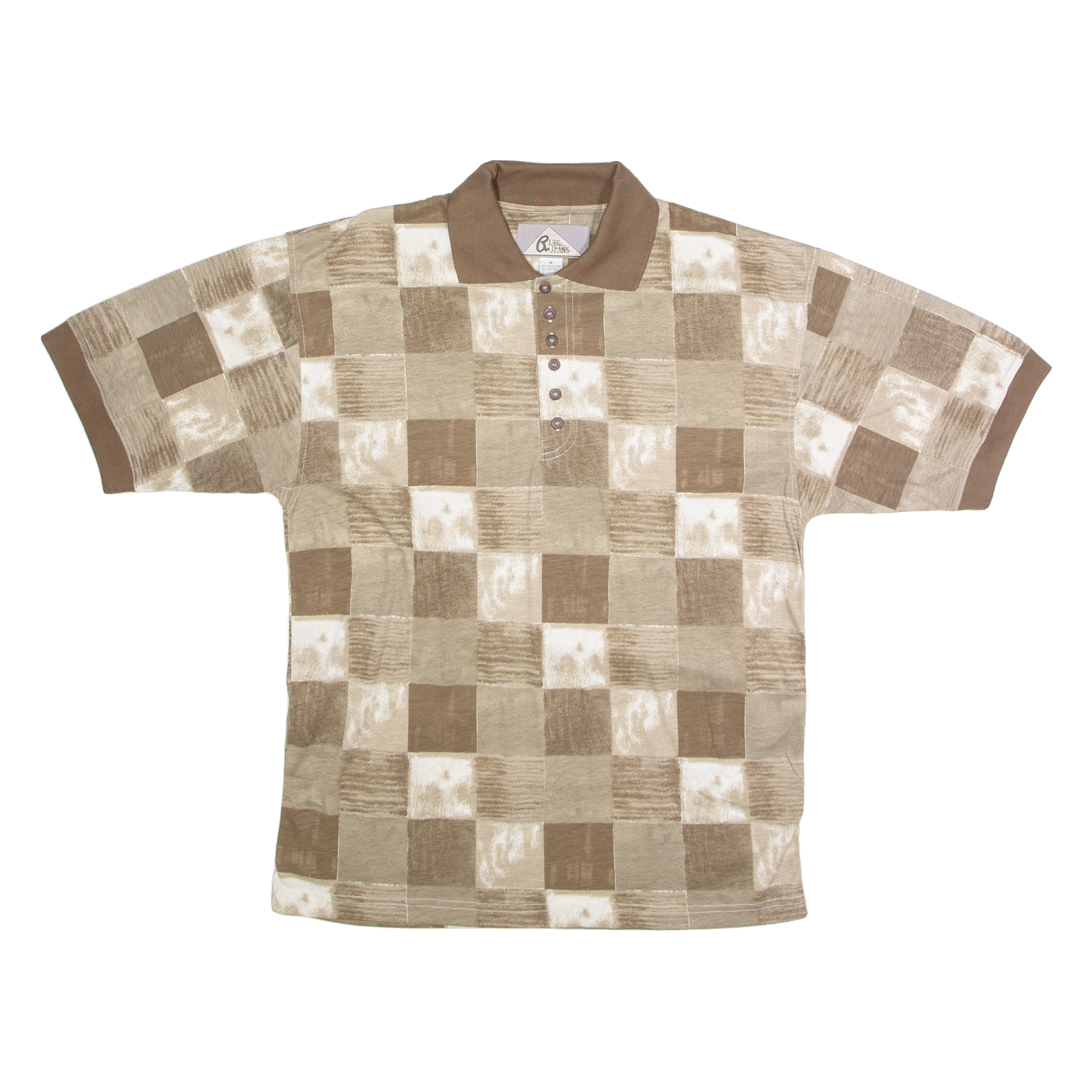 BLUE JEANS Mens Polo Shirt Brown 90s Check M Refurbished - N/A refurbished available on Cerqular