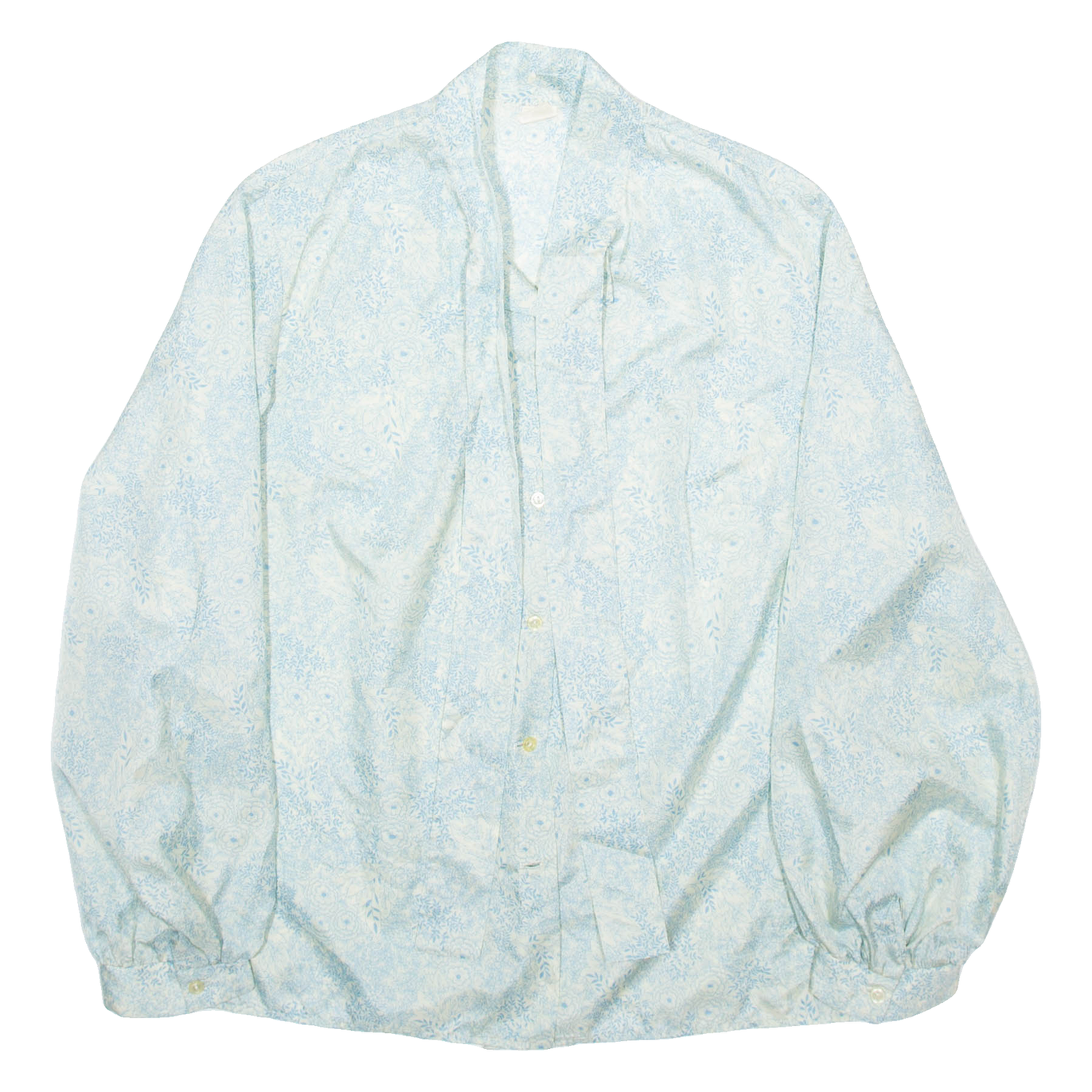 Womens Printed Shirt Blue Collared Long Sleeve 90s Viscose Floral M Refurbished - N/A refurbished available on Cerqular