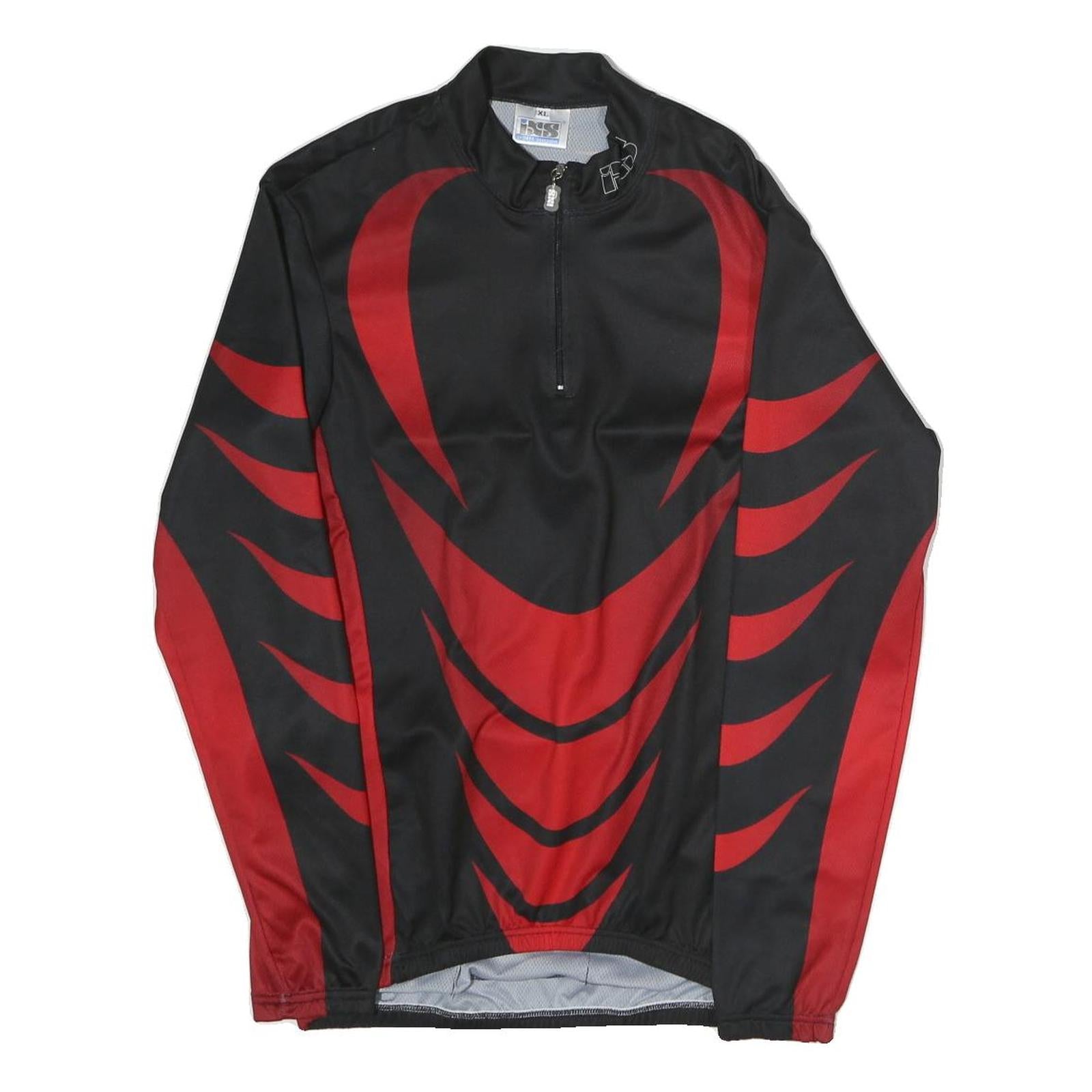 IXS Mens Black & Red Sports Graphic T-Shirt XL Long Sleeve 1/4 Zip Polyester Refurbished - N/A refurbished available on Cerqular