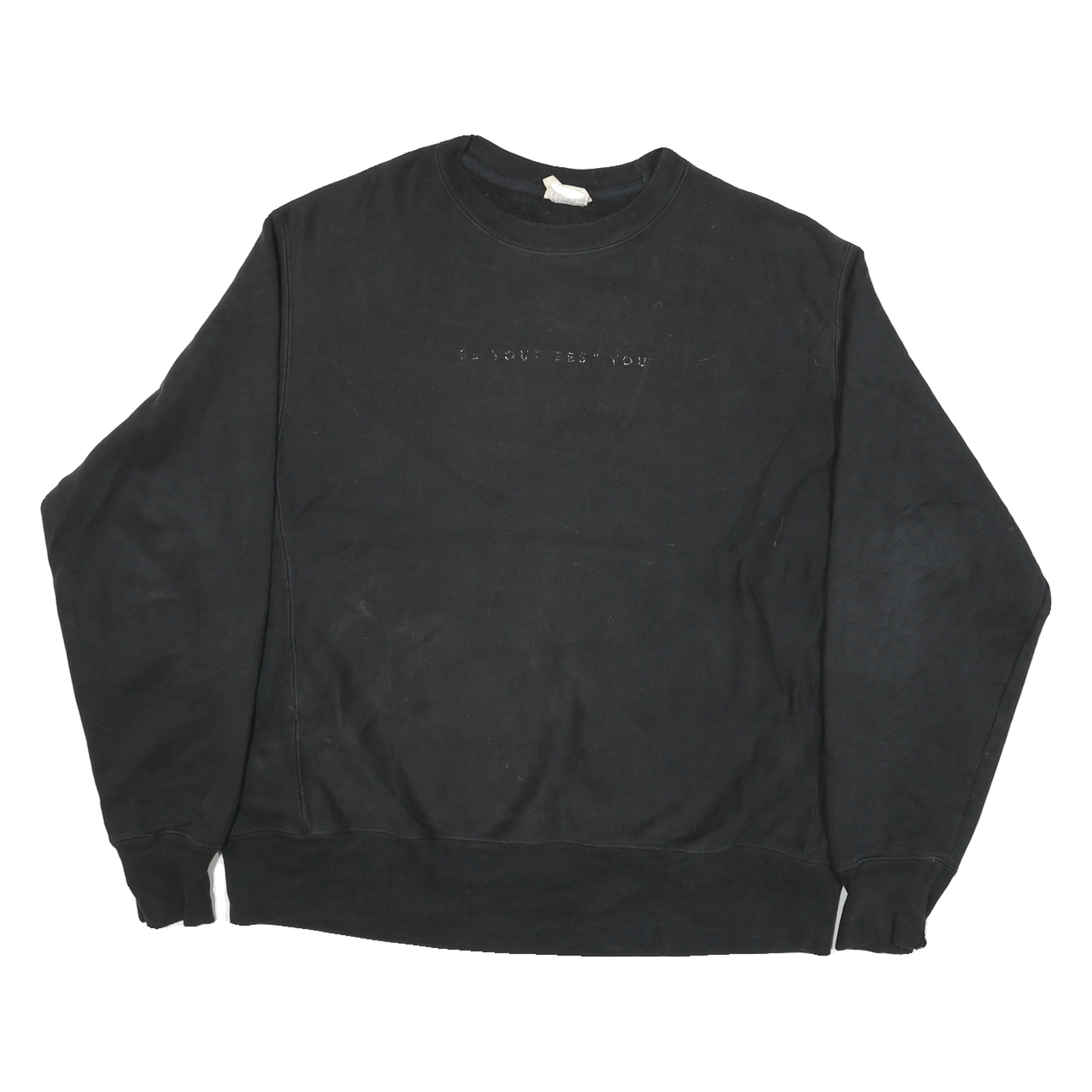 CHAMPION Mens Black Crew Neck L Sweatshirt Rapincoe Embroidered Logo Refurbished - N/A refurbished available on Cerqular