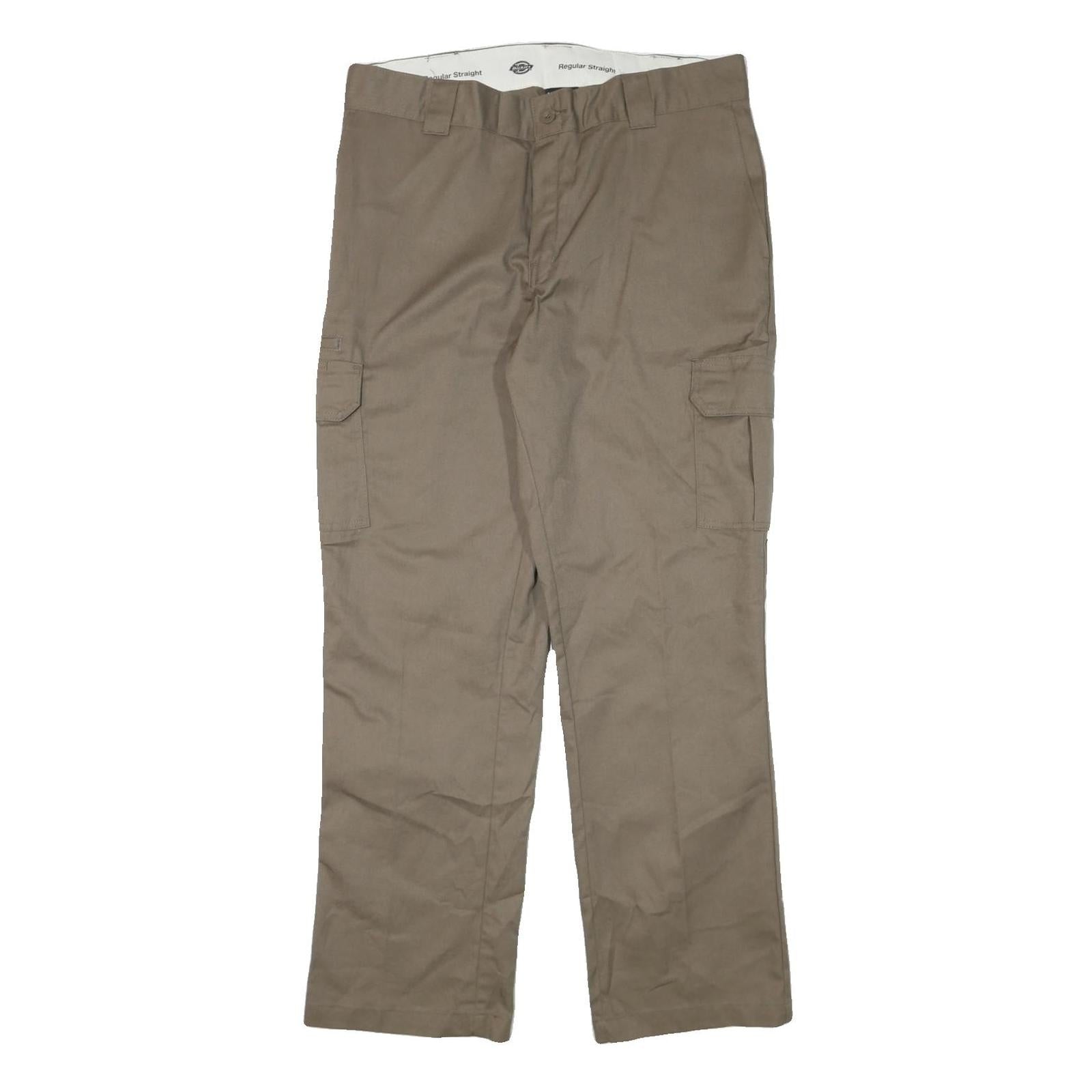 DICKIES Mens Regular Beige Cotton Blend Trousers W36 L31 Cargo Zip Closure Refurbished - N/A refurbished available on Cerqular