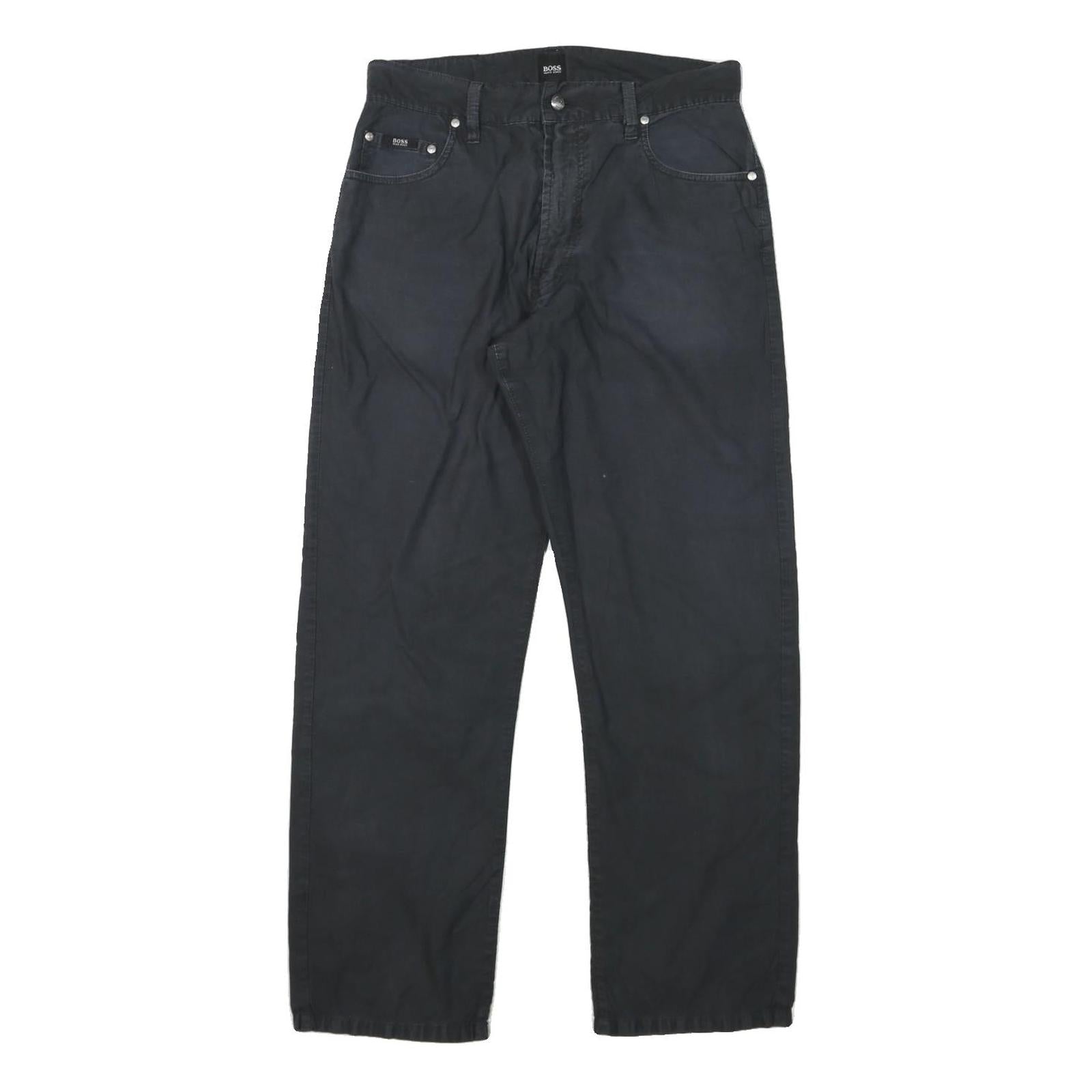 BOSS Mens Cotton Blend Black Regular Straight Trousers W30 L29 Smart Casual Refurbished - N/A refurbished available on Cerqular