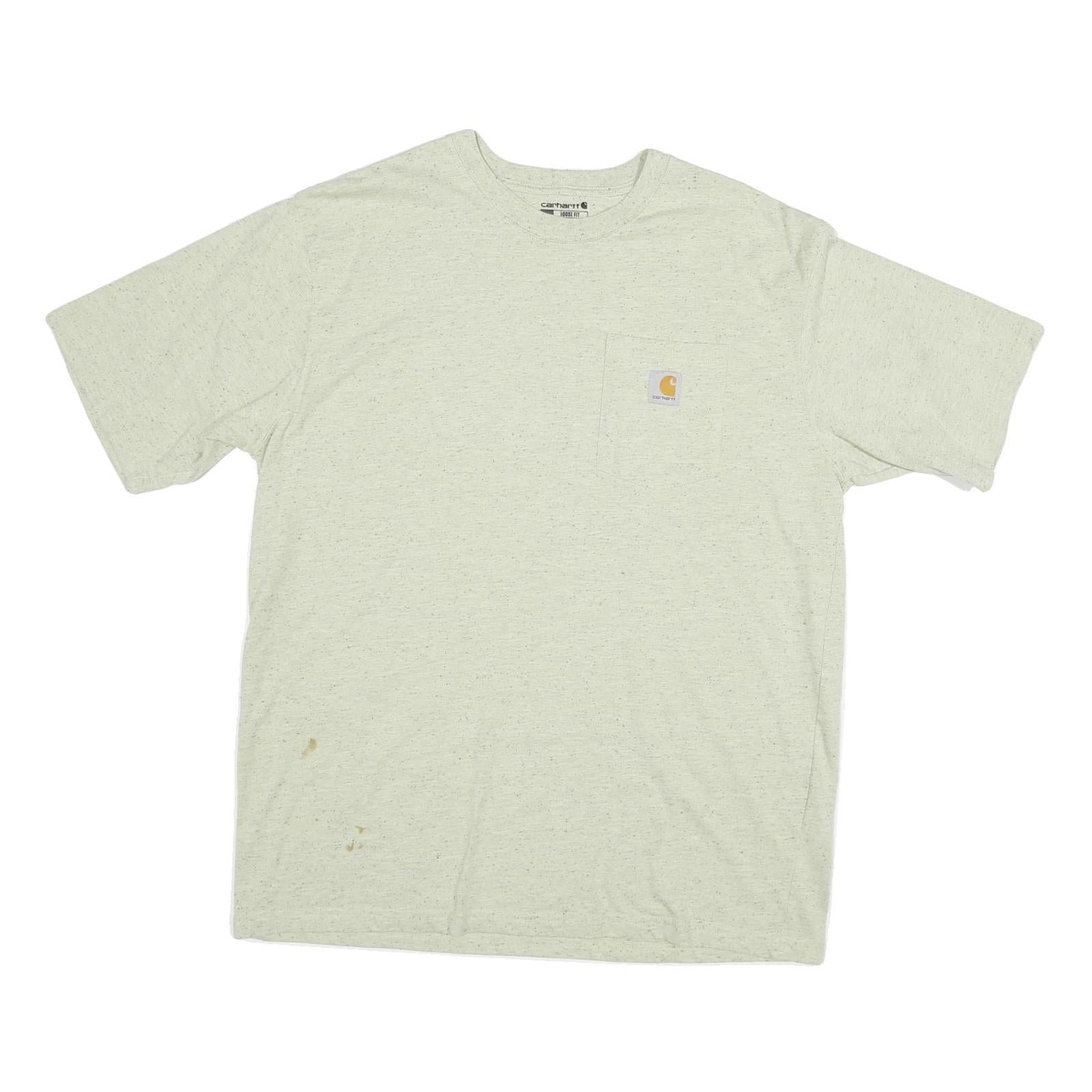 CARHARTT Mens Beige Crew Neck Short Sleeve T-Shirt XL Pocket Logo Cotton Blend Refurbished - N/A refurbished available on Cerqular