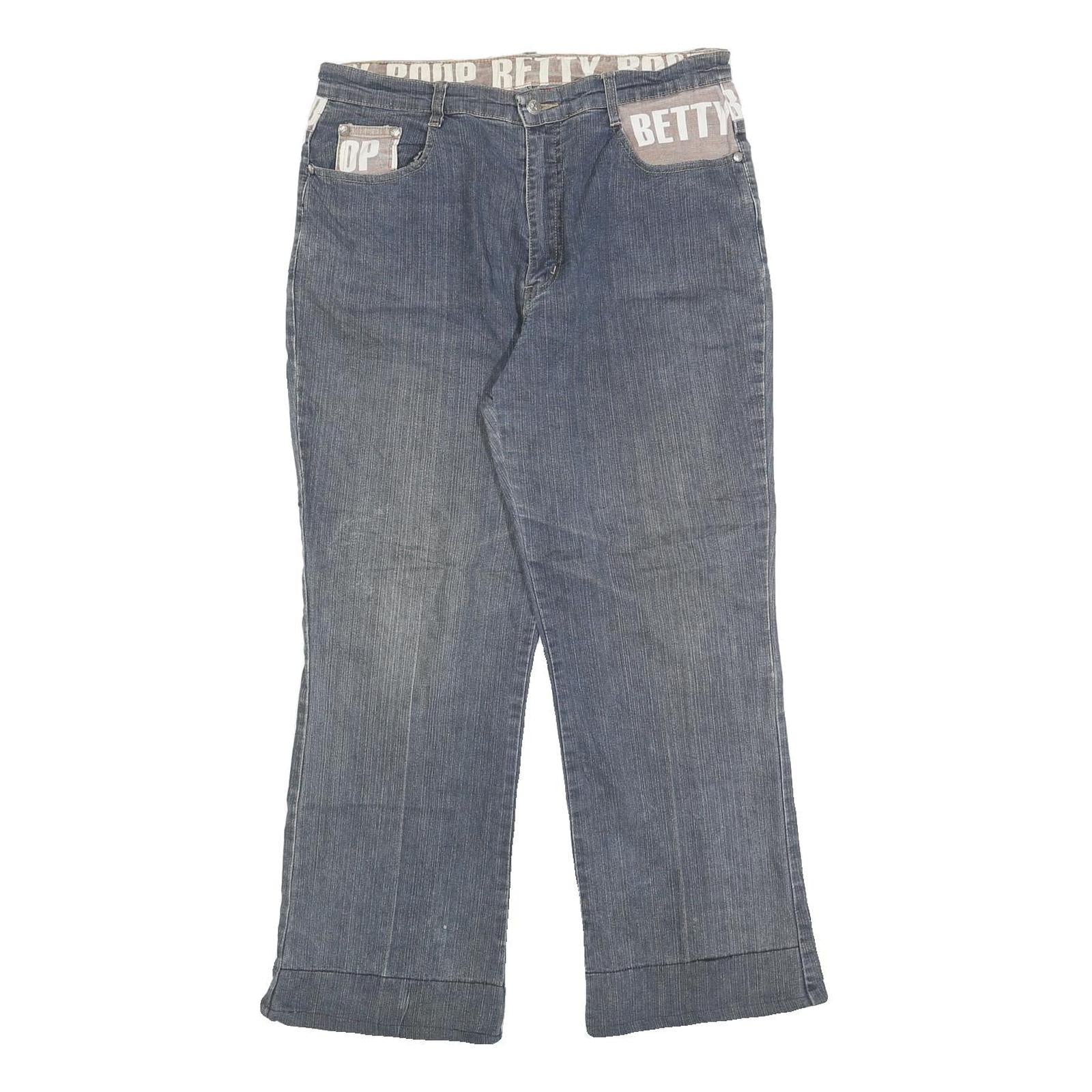 ANGE Womens Blue Relaxed Straight Denim Light W32 L27 Betty Boop Printed Pockets Refurbished - N/A refurbished available on Cerqular