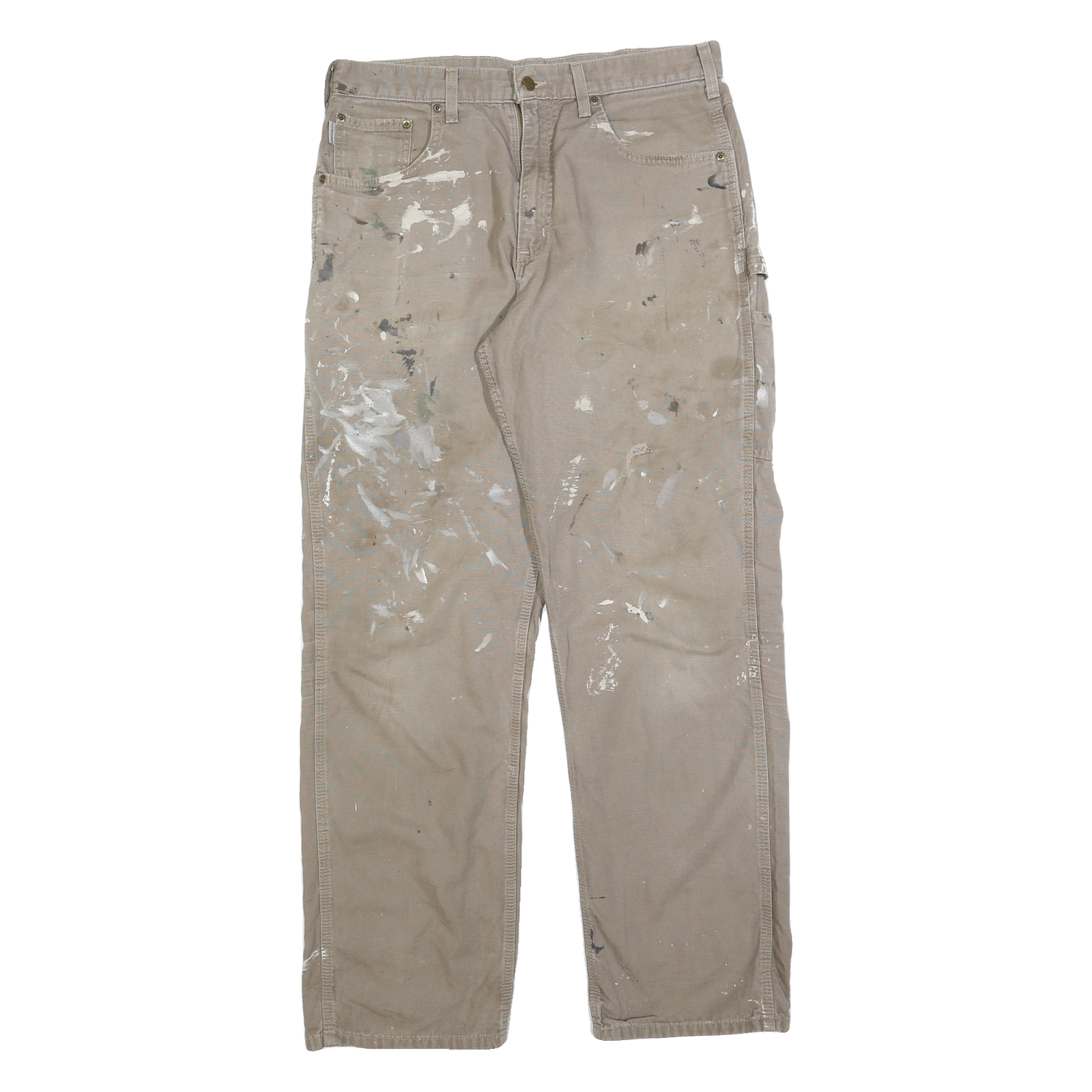 CARHARTT Mens Cotton Blend Beige Relaxed Straight Trousers W36 L32 Workwear Refurbished - N/A refurbished available on Cerqular