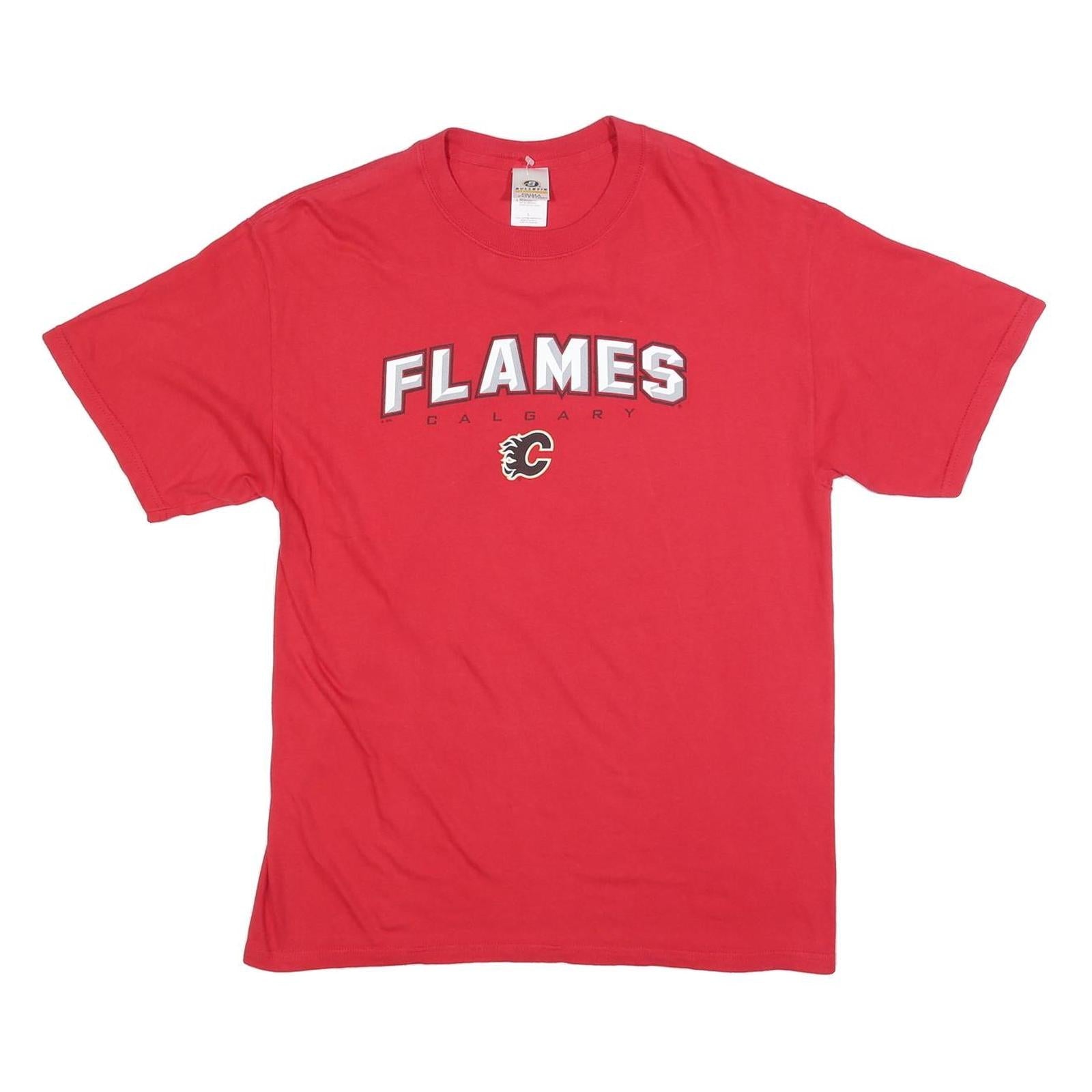 BULLETIN Mens Red Calgary Flames Graphic T-Shirt M Short Sleeve Crew Neck Casual Refurbished - N/A refurbished available on Cerqular