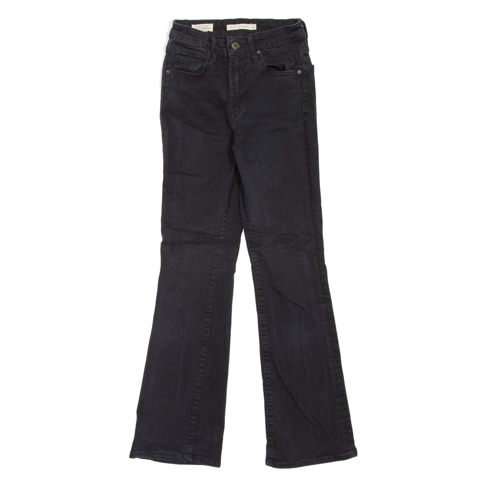 LEVI'S 725 High Rise BIG E Womens Jeans Black Regular Bootcut W21 L28 Refurbished - N/A refurbished available on Cerqular