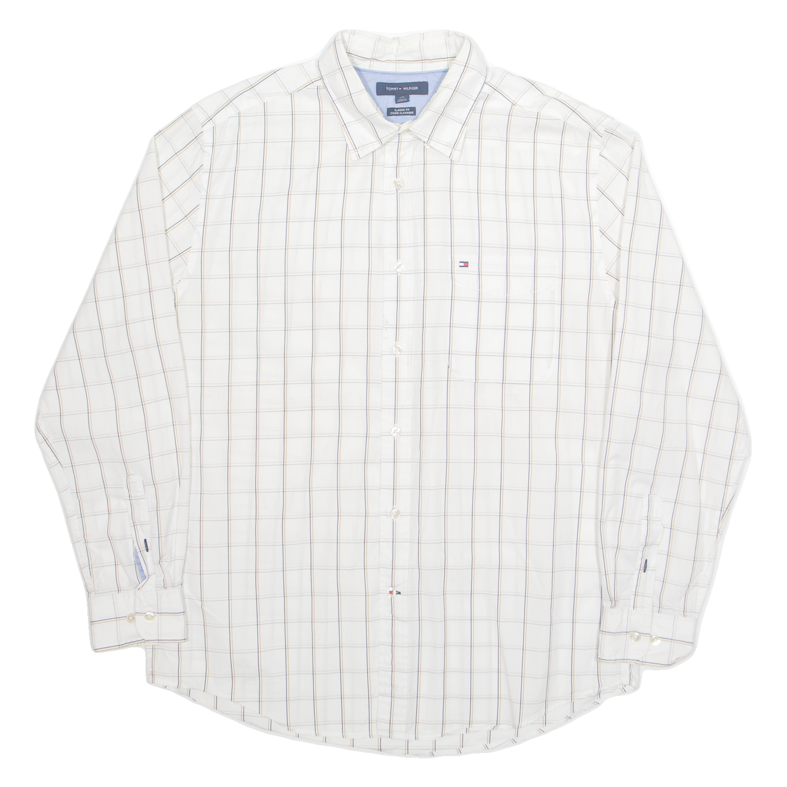 TOMMY HILFIGER Mens Shirt White Check Long Sleeve L Refurbished - N/A refurbished available on Cerqular