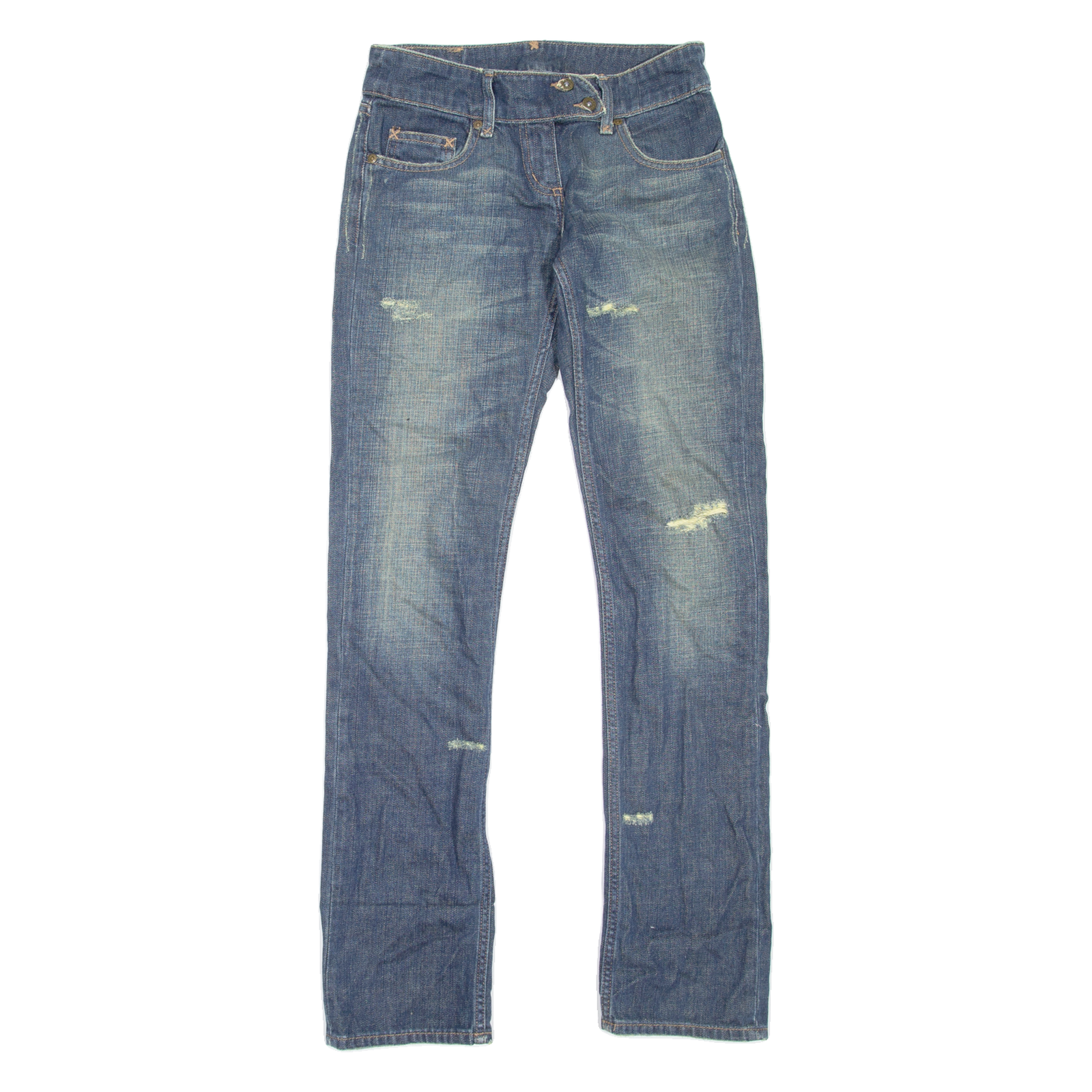 RIVER ISLAND Distressed Womens Jeans Blue Slim Straight Stone Wash W26 L31 Refurbished - N/A refurbished available on Cerqular