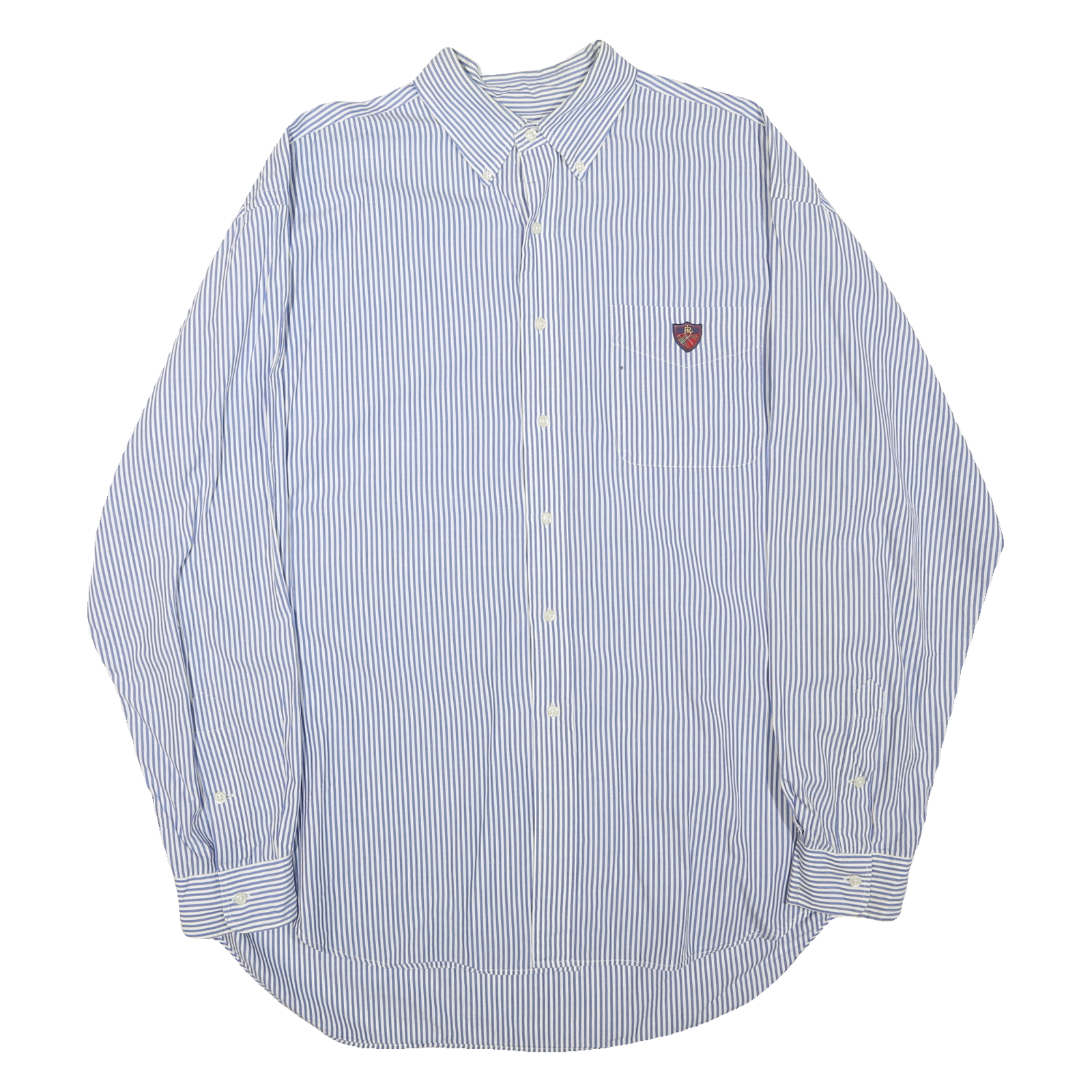 RALPH LAUREN Mens Blue Striped Cotton Blend Shirt XL Classic Button-Down Casual Refurbished - N/A refurbished available on Cerqular