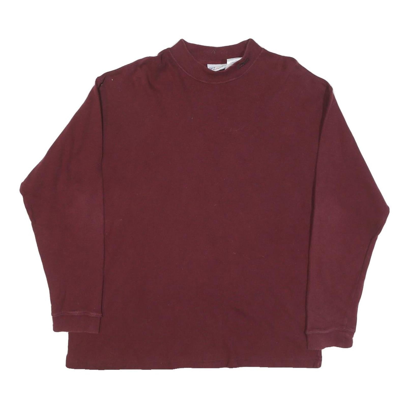 REEBOK Mens Maroon Long Sleeve Crew Neck Cotton Blend T-Shirt L Plain Classic Refurbished - N/A refurbished available on Cerqular
