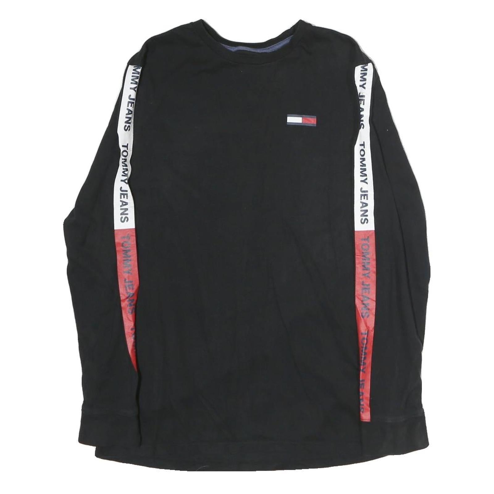 Buy TOMMY JEANS Mens Black Crew Neck Long Sleeve T-Shirt S Logo Stripe Refurbished - $32.49 TOMMY JEANS Mens Black Crew Neck Long Sleeve T-Shirt S Logo Stripe Refurbished - N/A refurbished available on Cerqular