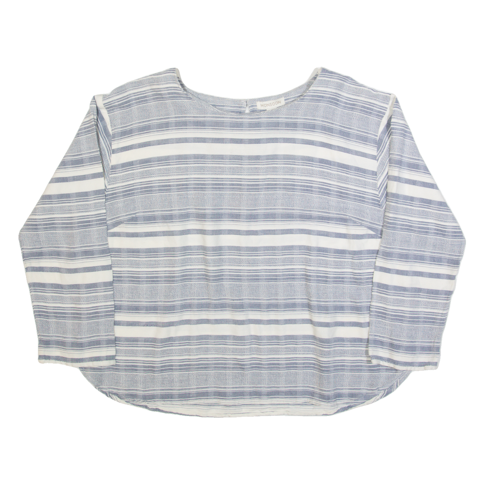 MONSOON Womens Printed Top Blue Long Sleeve Striped UK 14 Refurbished - N/A refurbished available on Cerqular