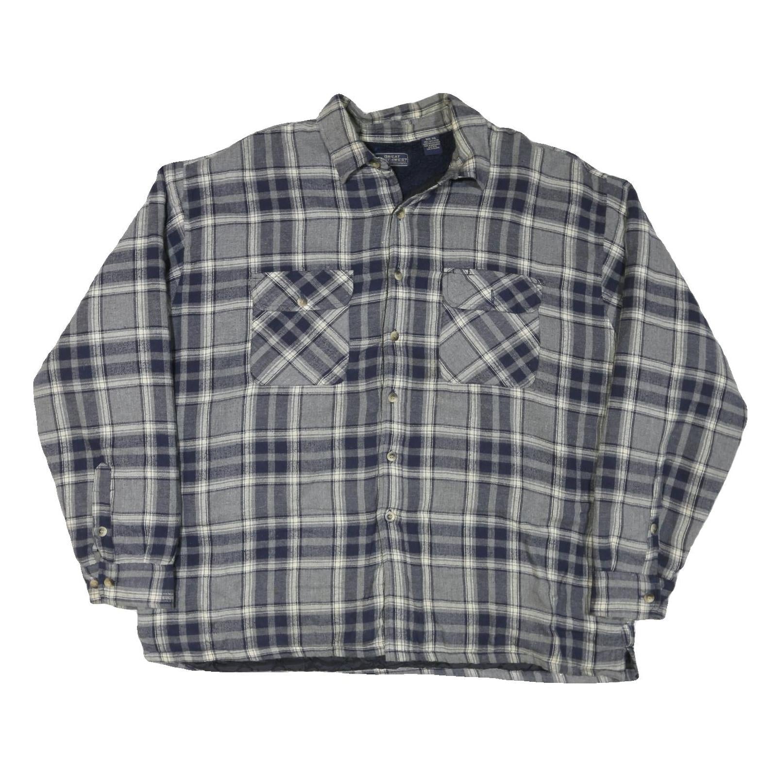 GREAT NORTHWEST Mens Blue & Grey Check Shirt 2XL Cotton Blend Casual Button Up Refurbished - N/A refurbished available on Cerqular