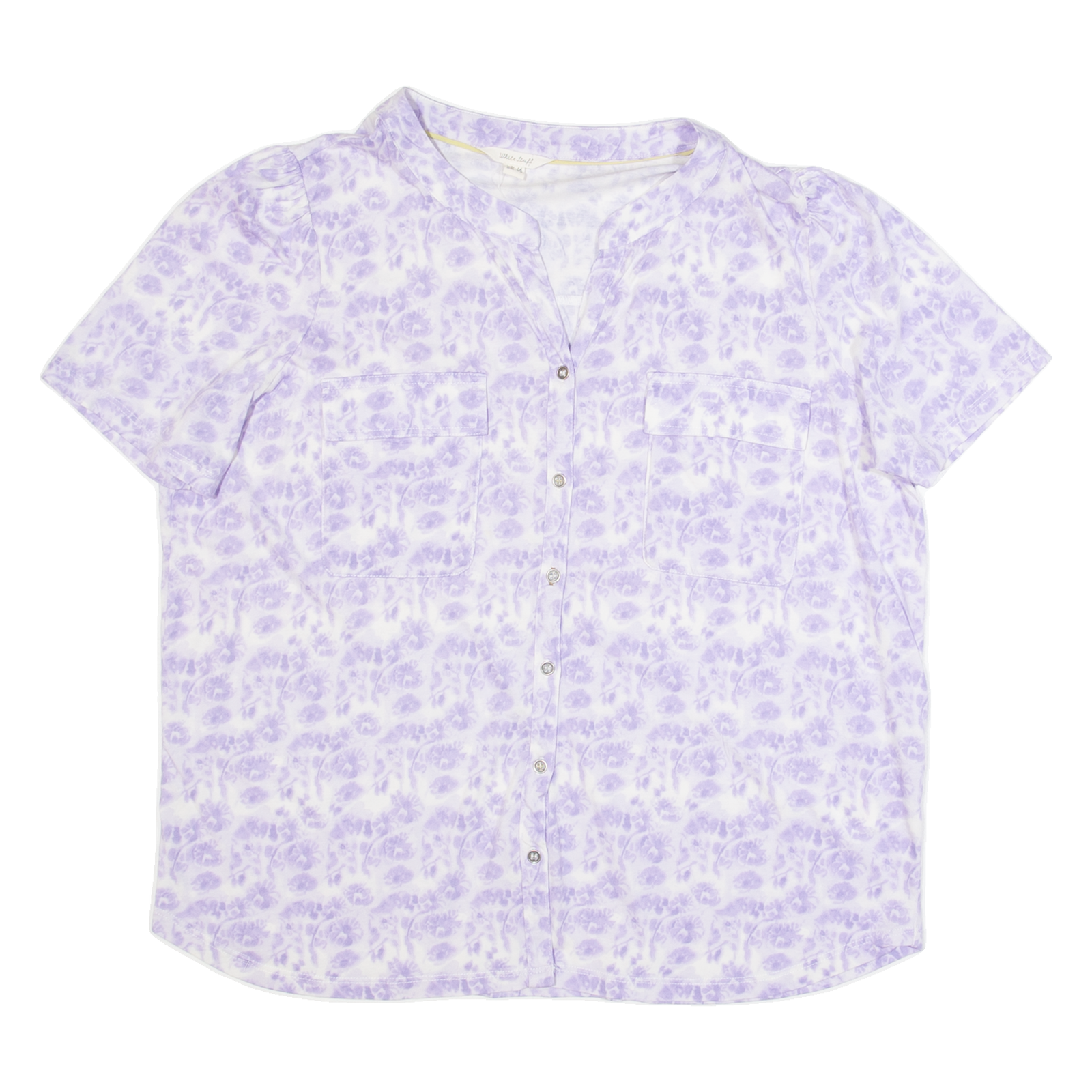 WHITE STUFF Womens Printed Shirt Purple V-Neck UK 16 Refurbished - N/A refurbished available on Cerqular