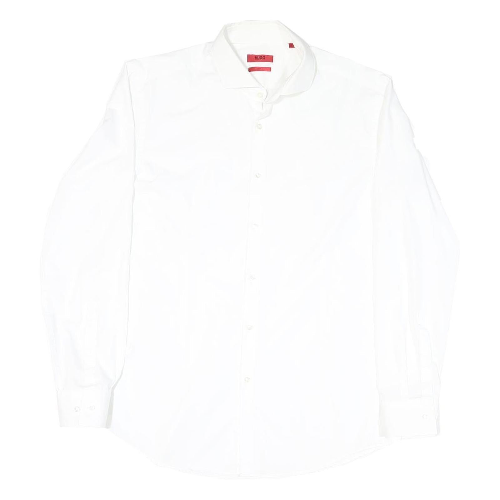 HUGO Mens White Plain Shirt M Classic Cotton Blend Smart Casual Refurbished - N/A refurbished available on Cerqular