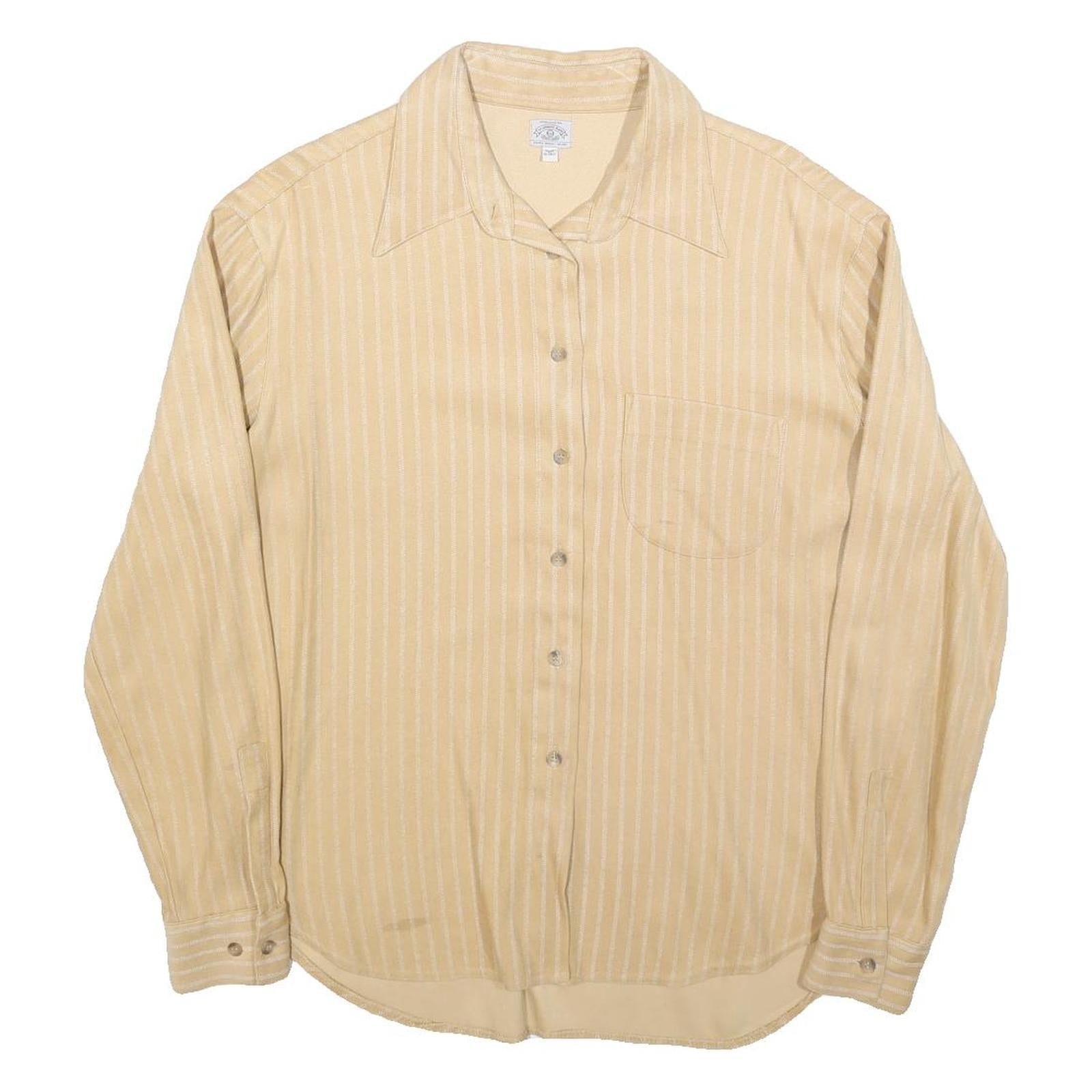 ARMANI JEANS Womens Beige Striped Shirt L Classic Button Up Polyester Blend Refurbished - N/A refurbished available on Cerqular