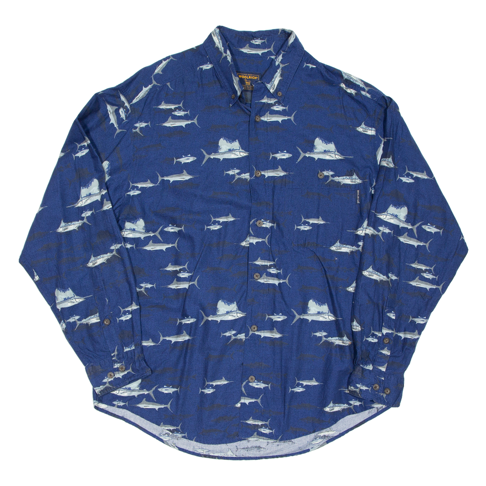WOOLRICH Mens Shirt Blue Crazy Pattern Long Sleeve L Refurbished - N/A refurbished available on Cerqular