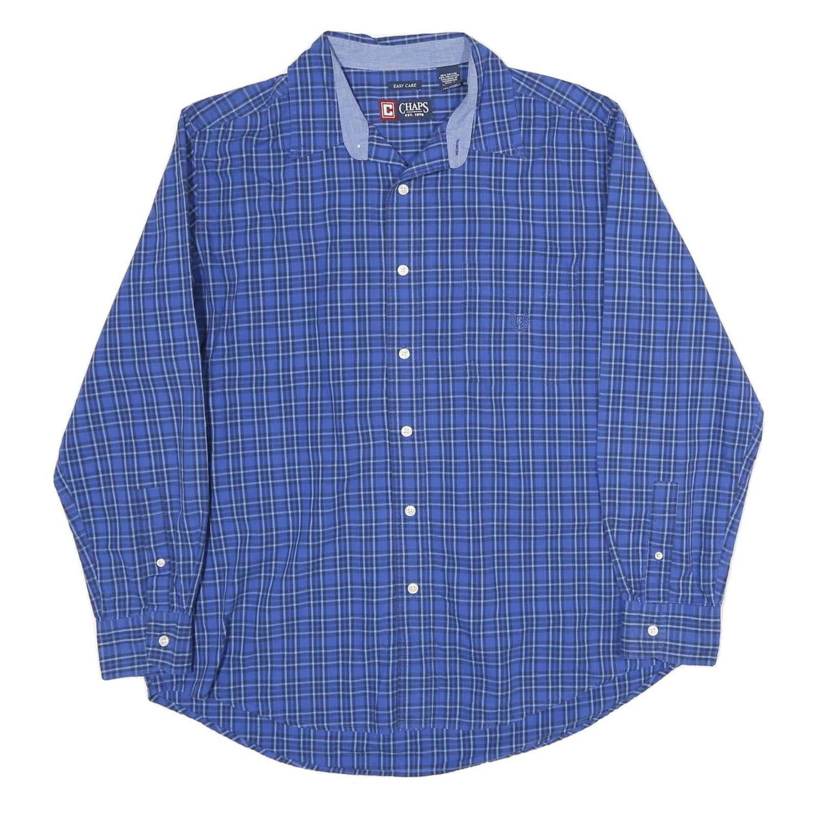 CHAPS Mens Blue Check Shirt L Casual Cotton Long Sleeve Button Down Refurbished - N/A refurbished available on Cerqular