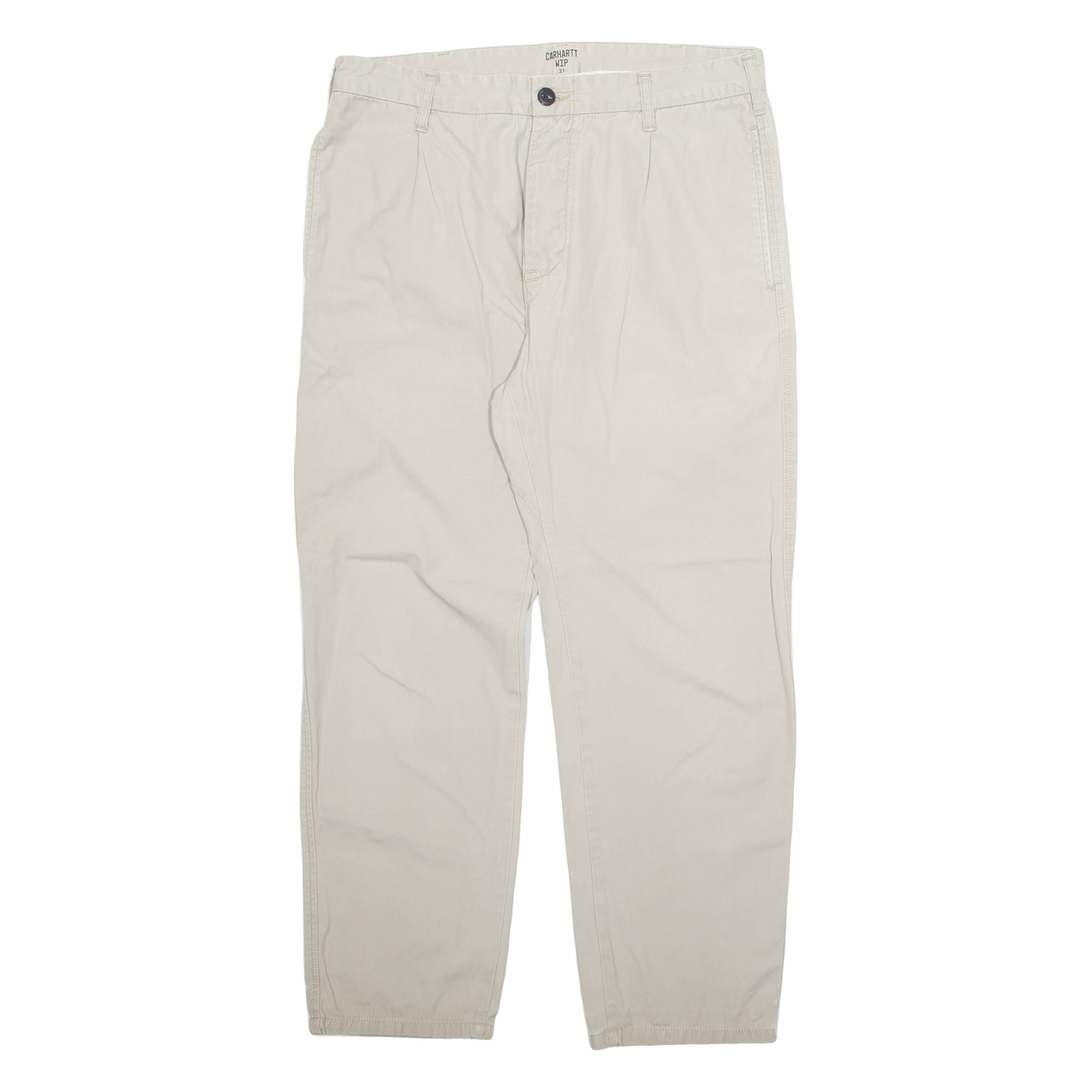 CARHARTT WIP Chino Mens Trousers Cream Regular Straight W31 L27 Refurbished - N/A refurbished available on Cerqular