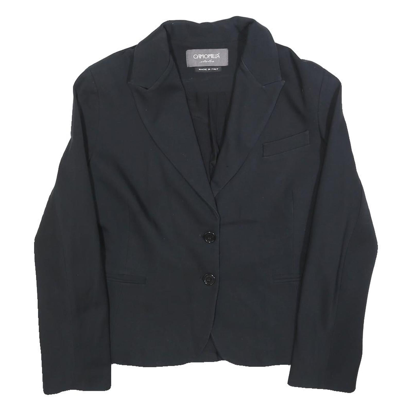 CAMOMILLA Womens Black Button Jacket L Polyester Blend Plain Classic Tailored Refurbished - N/A refurbished available on Cerqular