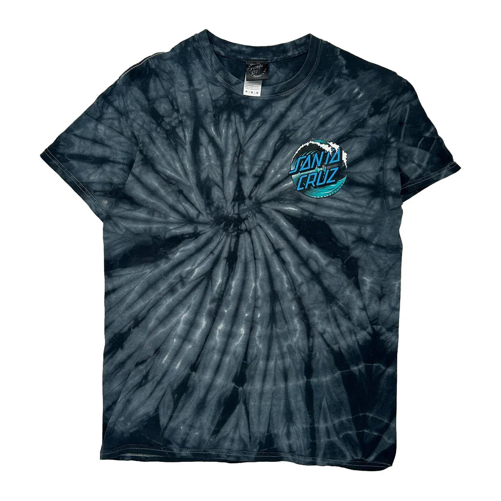 Santa Cruz Tie-Dye T-Shirt - Medium Black Cotton Refurbished - Thrifted (note: this is a term often used to describe second- refurbished available on Cerqular
