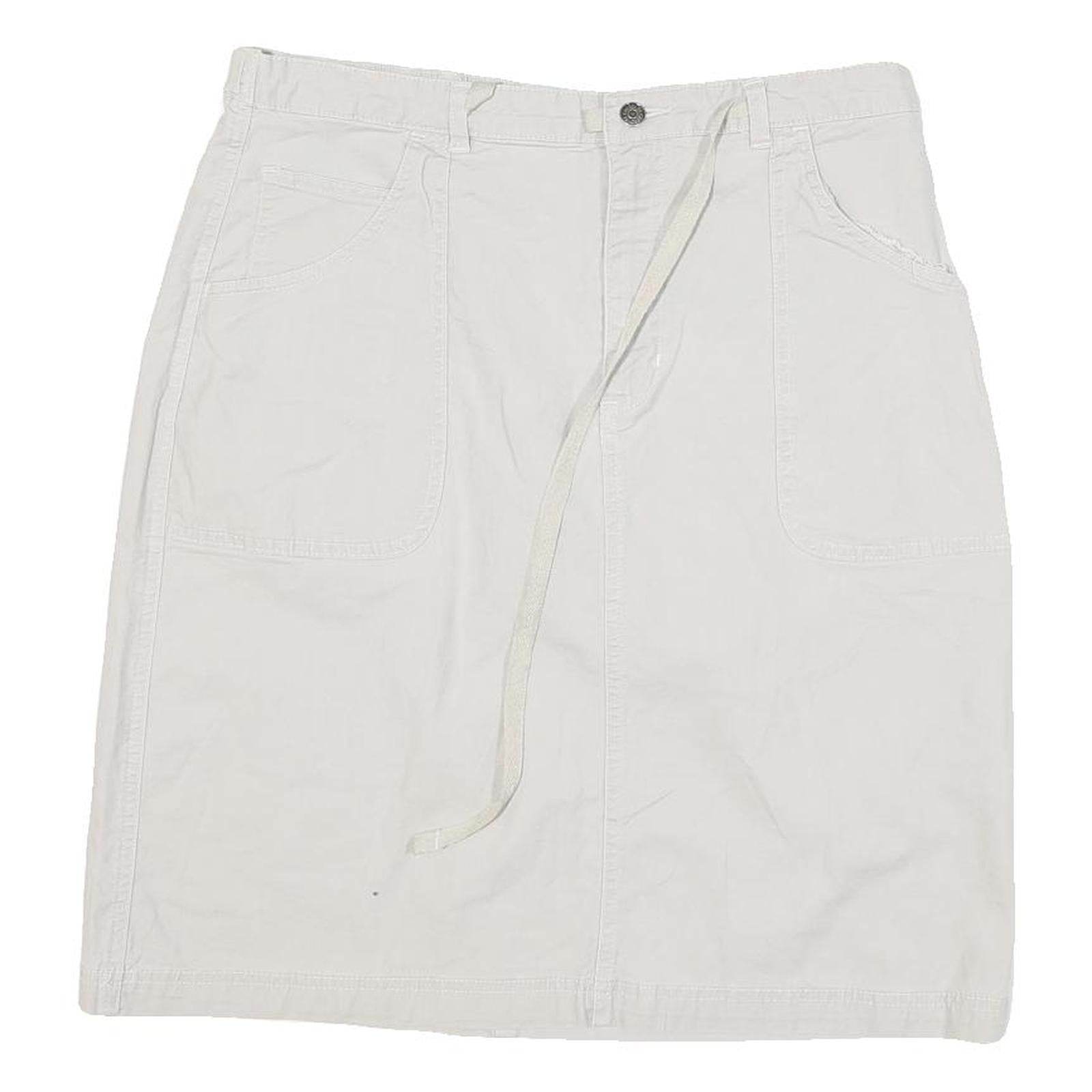 CHEROKEE Womens White Cotton Blend Straight Knee Length Woven Skirt UK 12 Casual Refurbished - N/A refurbished available on Cerqular