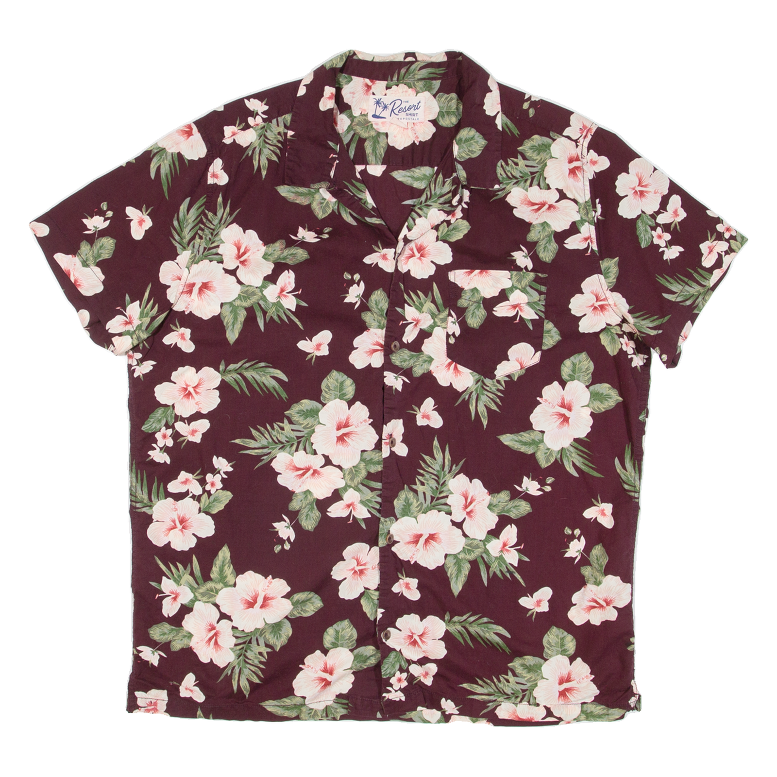 THE RESORT SHIRT Mens Hawaiian Shirt Maroon Floral L Refurbished - N/A refurbished available on Cerqular