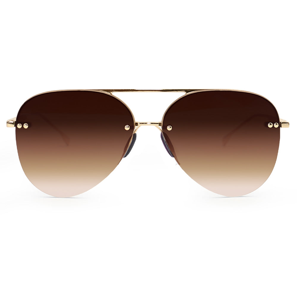 Smaller Megan 2 Faded Brown - Tangle Free Aviator Sunglasses | Color: Gold/Brown | Size: Narrow Refurbished - N/A refurbished available on Cerqular