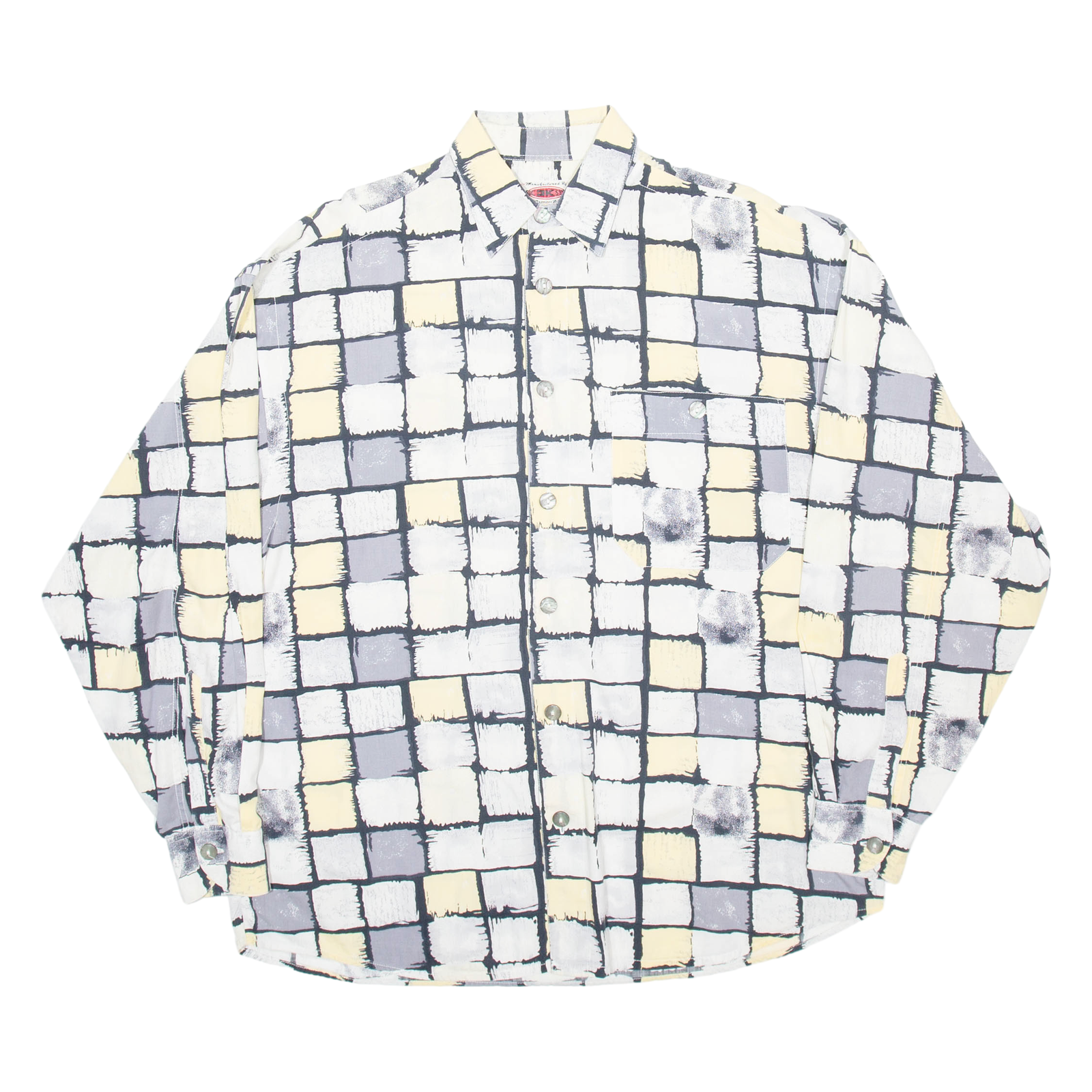 BASIC SYSTEM Mens Shirt Grey Check Long Sleeve M Refurbished - N/A refurbished available on Cerqular