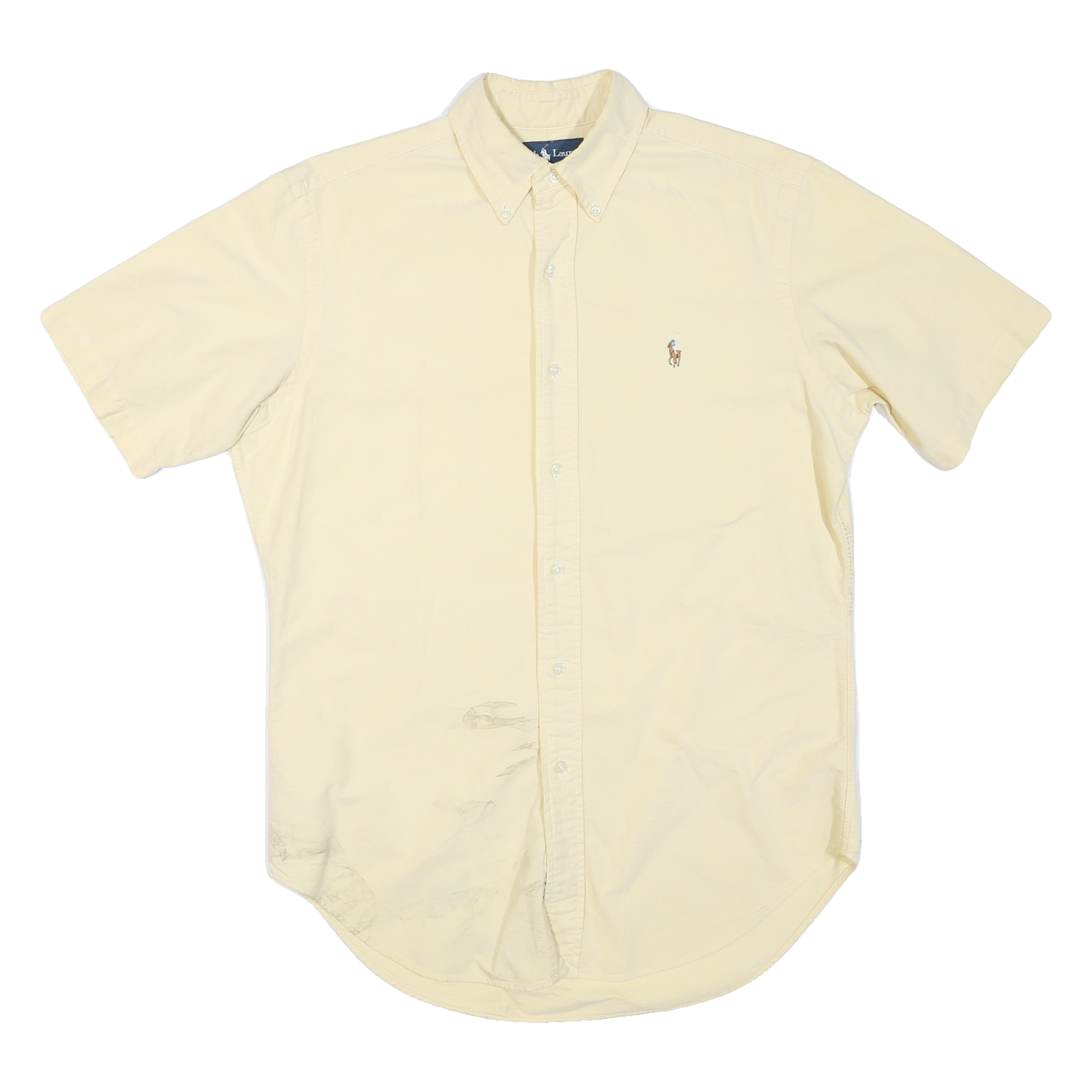 RALPH LAUREN Mens Cream Short Sleeve Cotton Blend Shirt S Classic Button Down Refurbished - N/A refurbished available on Cerqular