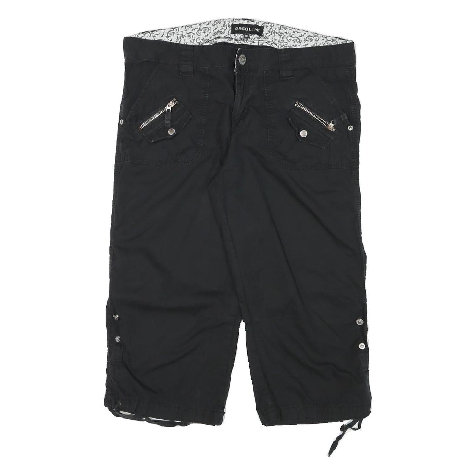 GASOLINE Womens Shorts Black Casual XL W34 Cotton Blend Zip Pocket Refurbished - N/A refurbished available on Cerqular