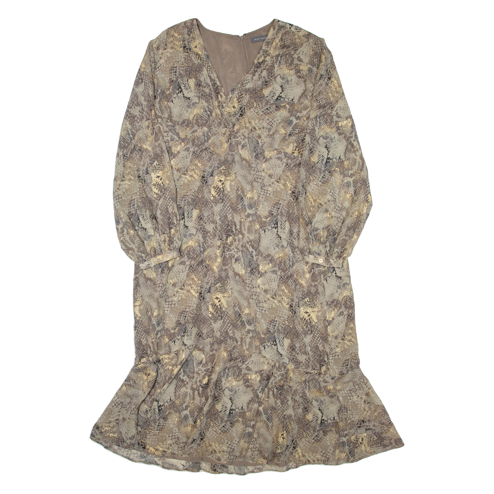 MINT VELVET Womens Day Dress Brown Animal Print Long Sleeve Long 2XL Refurbished - N/A refurbished available on Cerqular