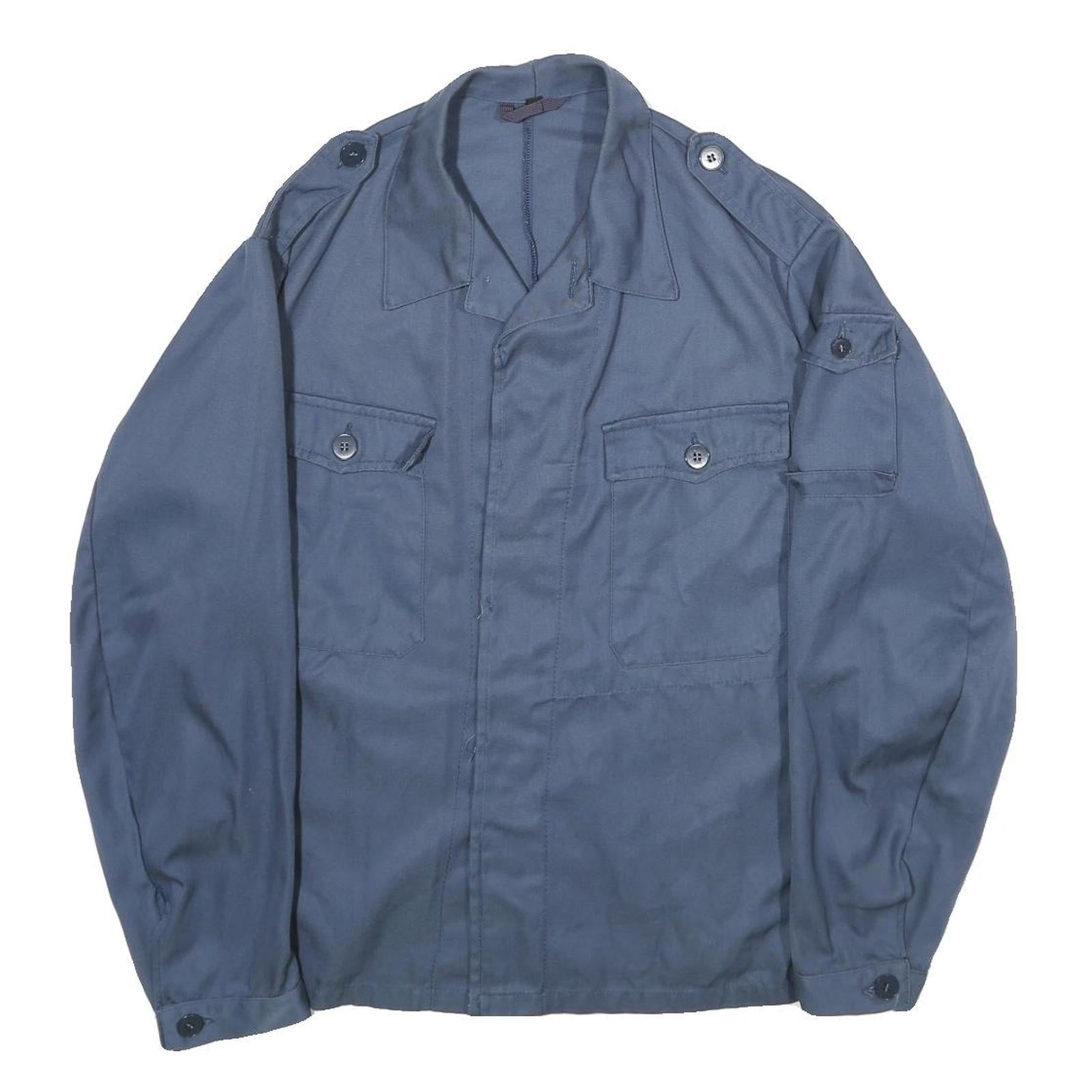Mens Blue Polyester Blend Button Jacket L Plain Classic Lightweight Outerwear Refurbished - N/A refurbished available on Cerqular
