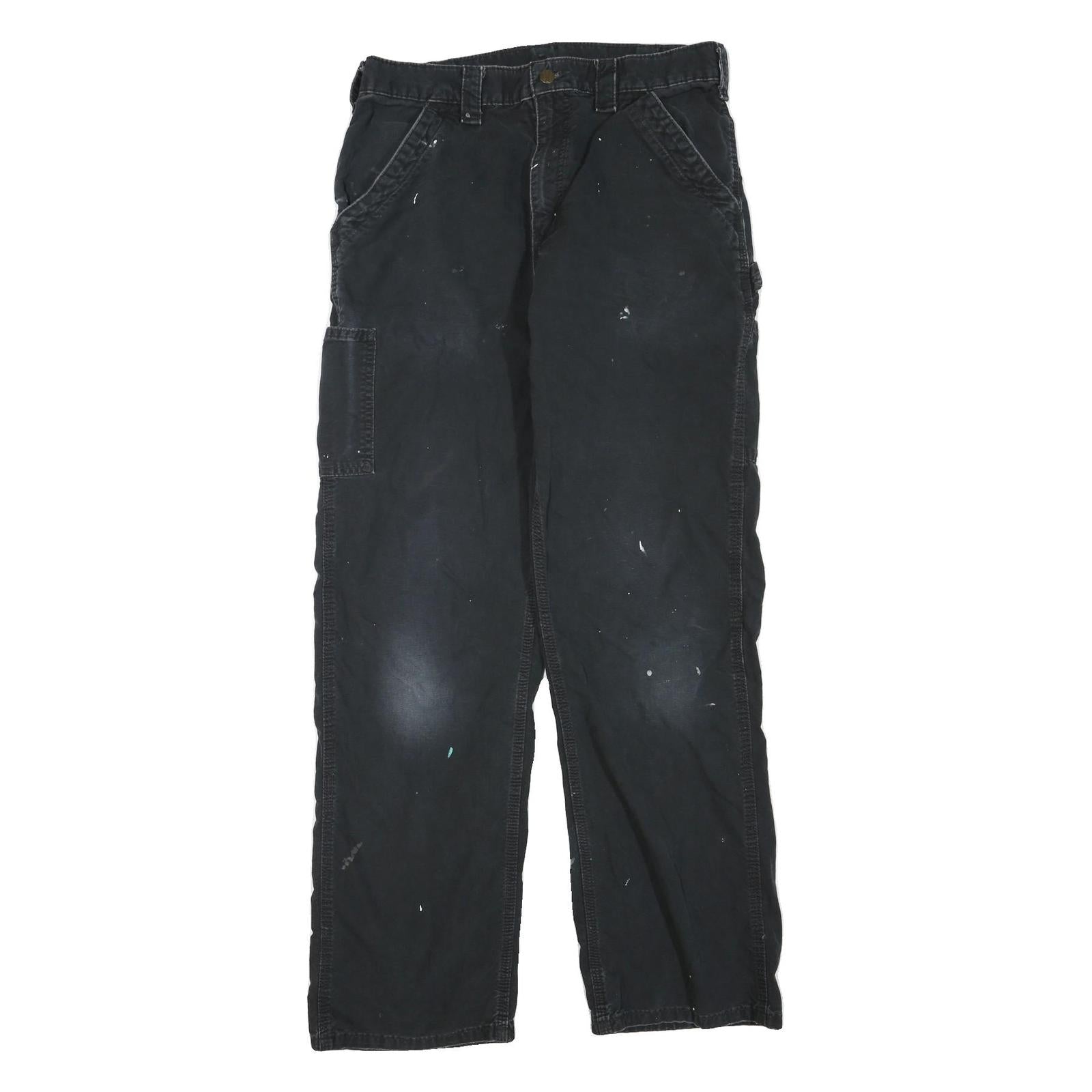 CARHARTT Mens Black Cotton Blend Regular Fit Straight Leg Trousers W32 L32 Refurbished - N/A refurbished available on Cerqular