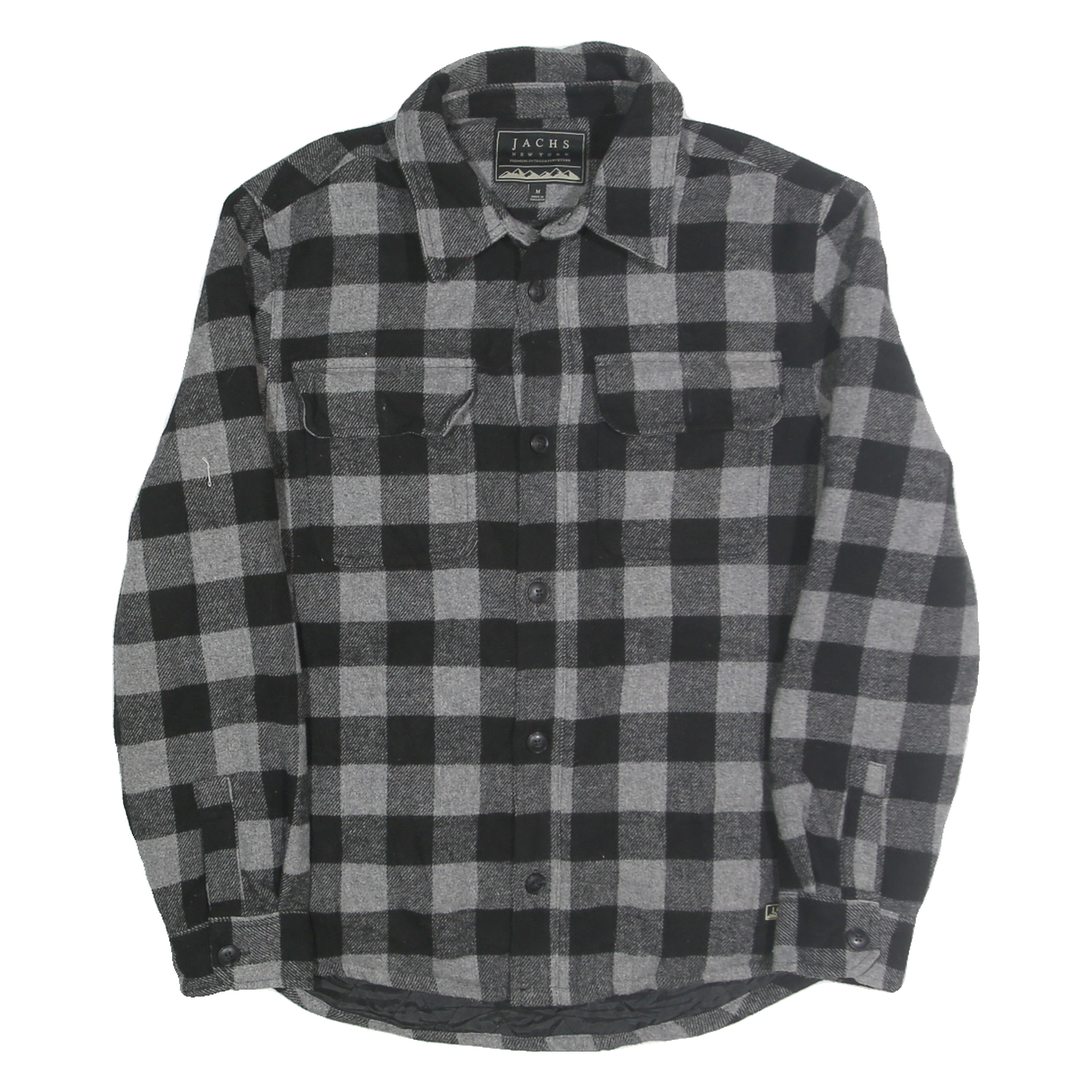 JACHS Mens Black & Grey Check Button Jacket M Polyester Blend Casual Shirt Refurbished - N/A refurbished available on Cerqular