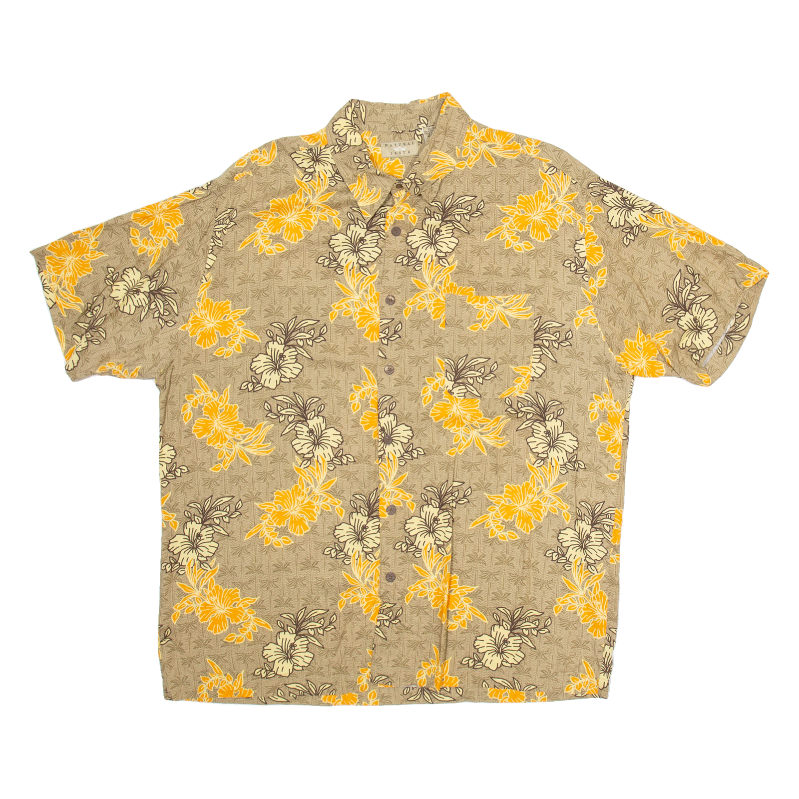 NATURAL ISSUE Mens Hawaiian Shirt Brown Floral XL Refurbished - N/A refurbished available on Cerqular