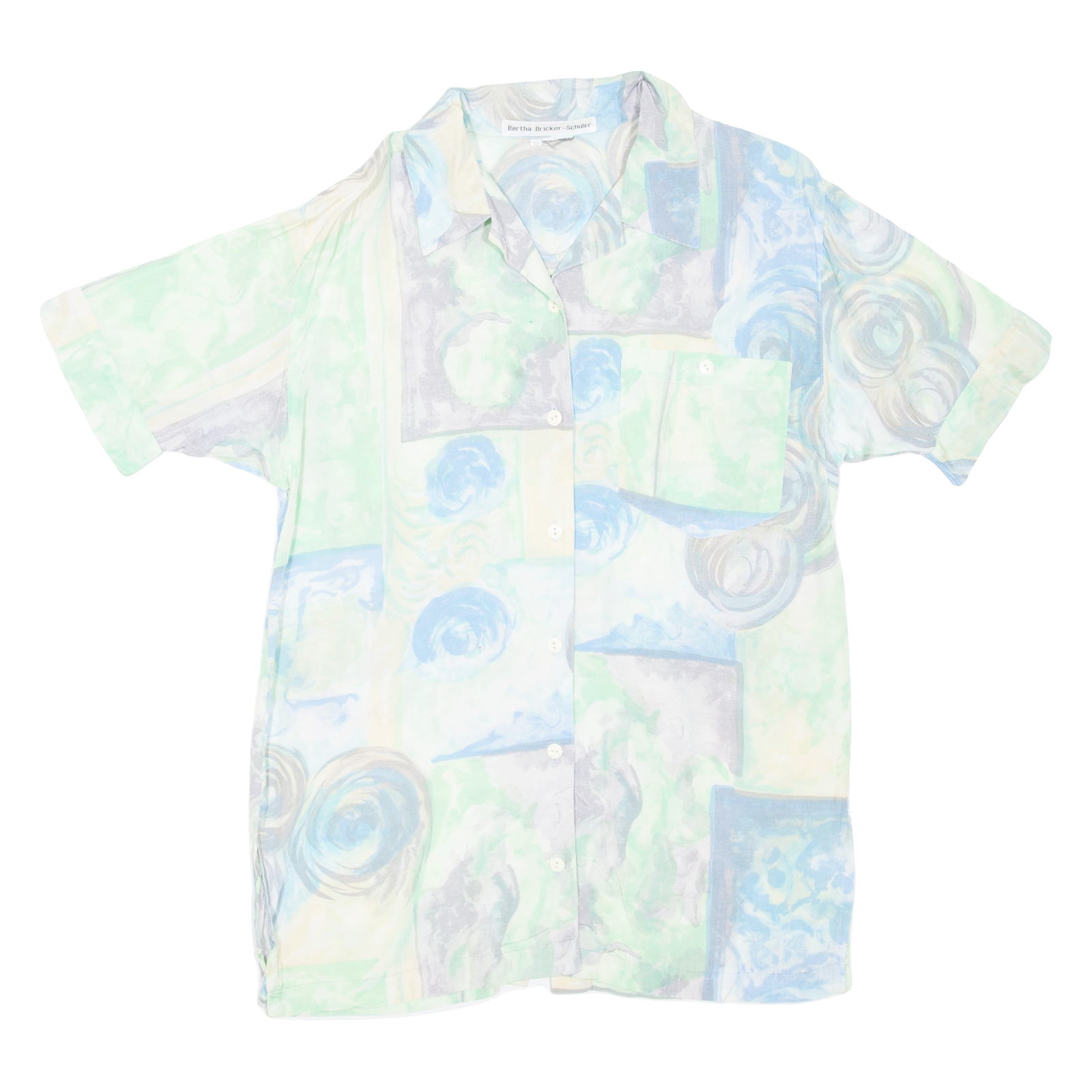 Womens Printed Shirt Blue Collared Crazy Pattern L Refurbished - N/A refurbished available on Cerqular