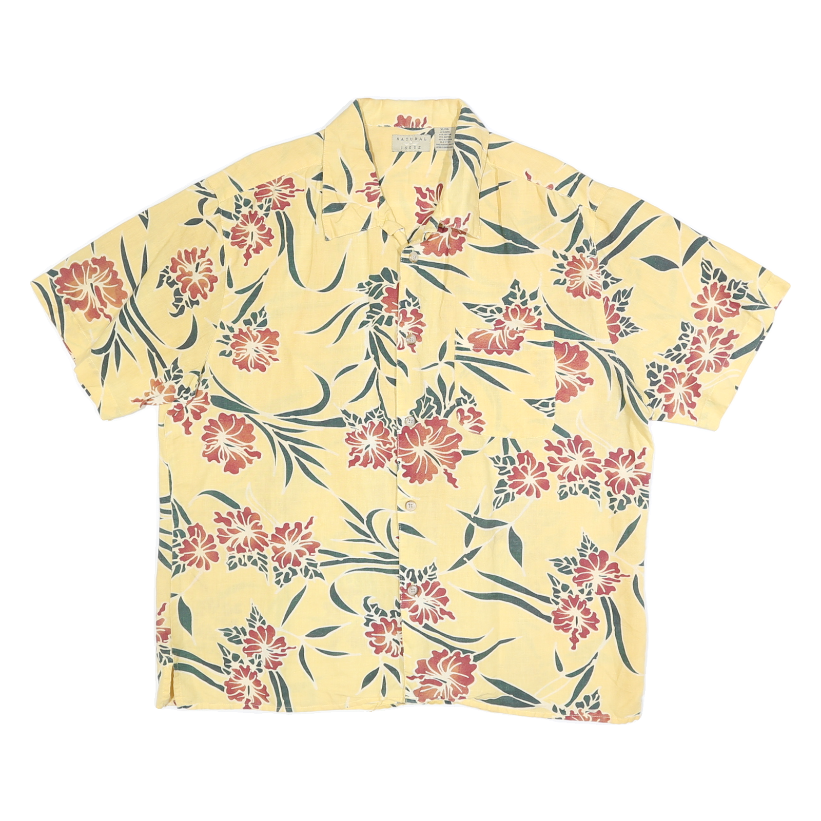 NATURAL ISSUE Mens Yellow & Red Floral Shirt XL Lightweight Cotton Blend Summer Refurbished - N/A refurbished available on Cerqular
