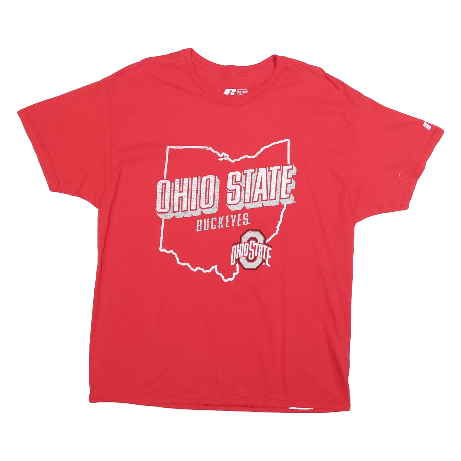 RUSSELL ATHLETIC Mens Red Ohio State Buckeyes Graphic T-Shirt XL Crew Neck Short Refurbished - N/A refurbished available on Cerqular