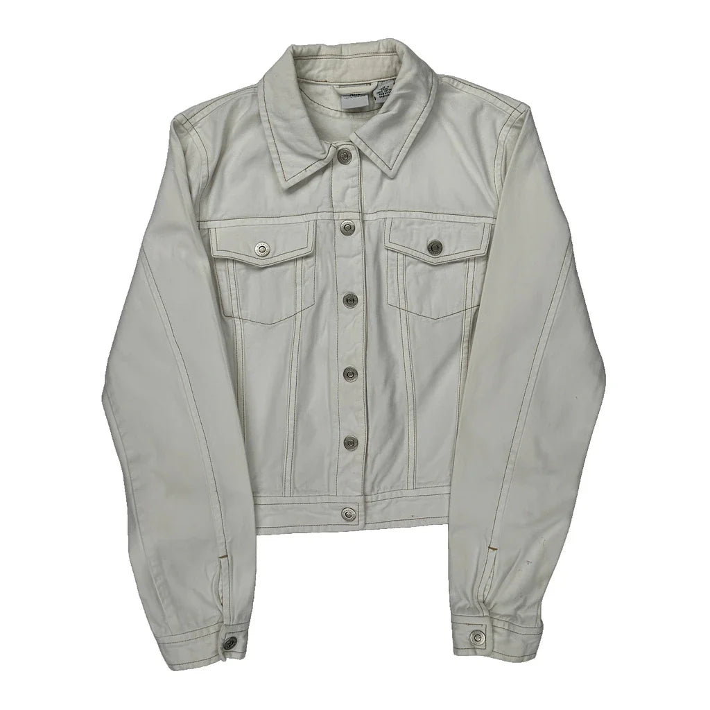 Armani Exchange Denim Jacket - Medium White Cotton Refurbished - Thrifted (note: this is a term often used to describe second- refurbished available on Cerqular