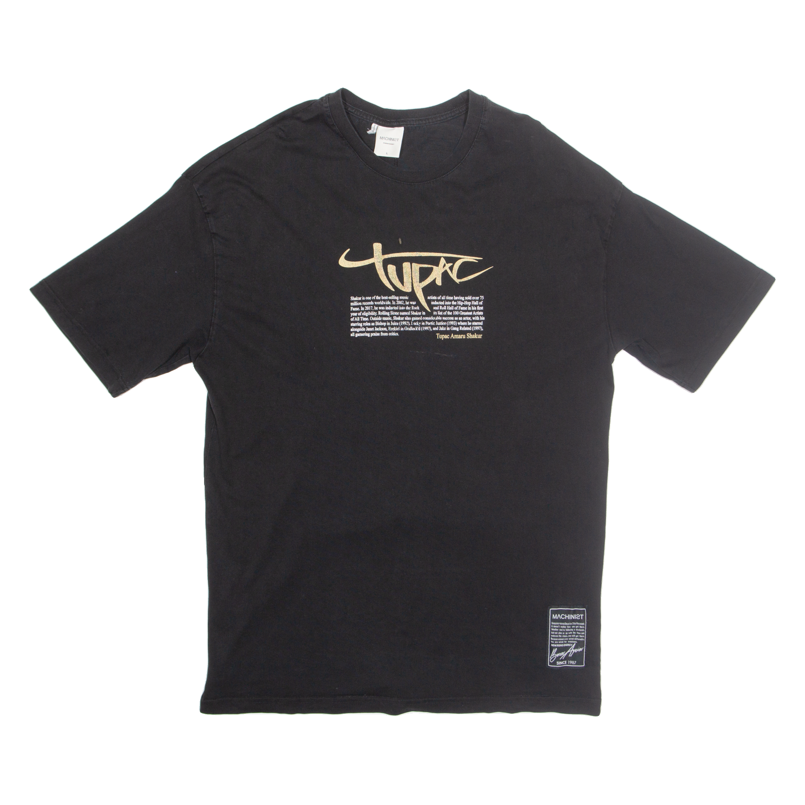 MACHINIST Tupac Mens T-Shirt Black L Refurbished - N/A refurbished available on Cerqular