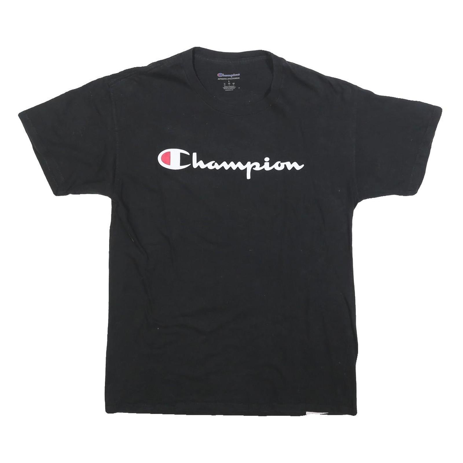 Buy CHAMPION Mens Black Cotton Blend Graphic T-Shirt L Crew Neck Short Sleeve Refurbished - $18.19 CHAMPION Mens Black Cotton Blend Graphic T-Shirt L Crew Neck Short Sleeve Refurbished - N/A refurbished available on Cerqular